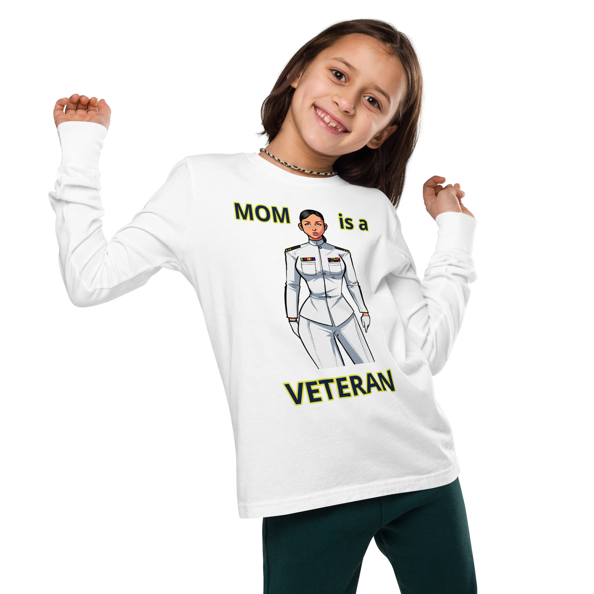 MOM IS A VETERAN TOO FIFE Youth Long Sleeve Tee - Image 7