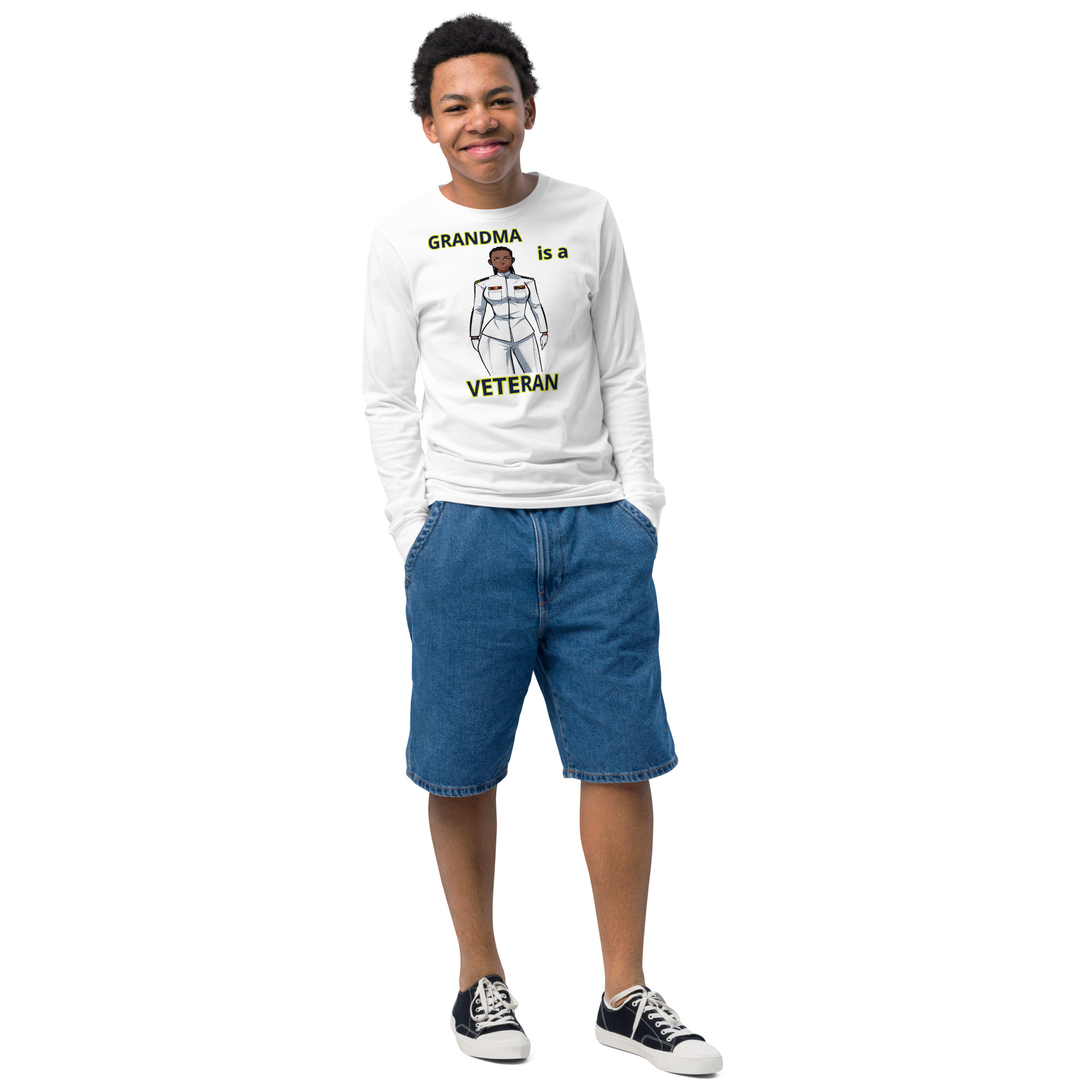 GRANDMA IS A VETERAN TOO FIFE Youth Long Sleeve Tee - Image 7