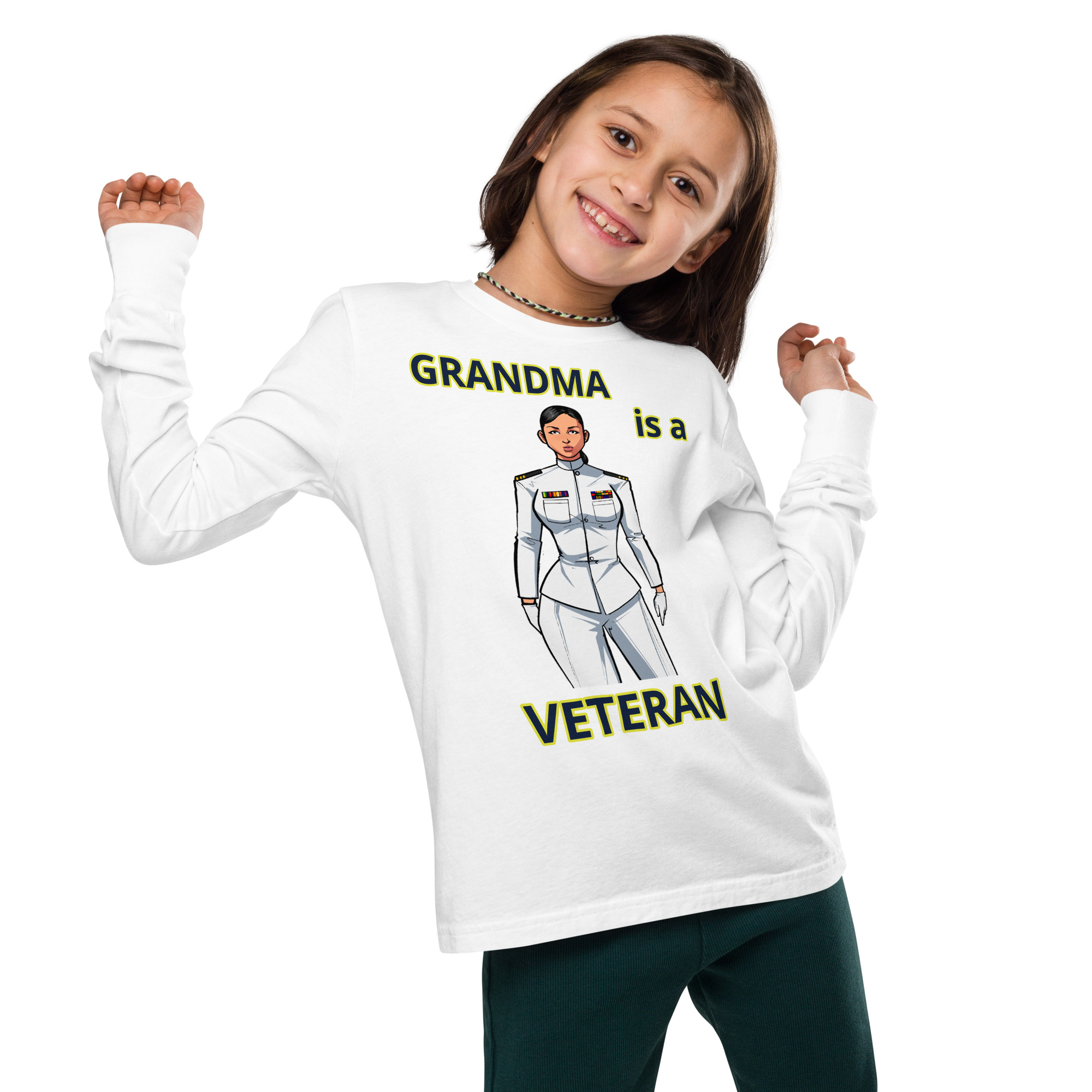 GRANDMA IS A VETERAN TOO FIFE Youth Long Sleeve Tee - Image 7