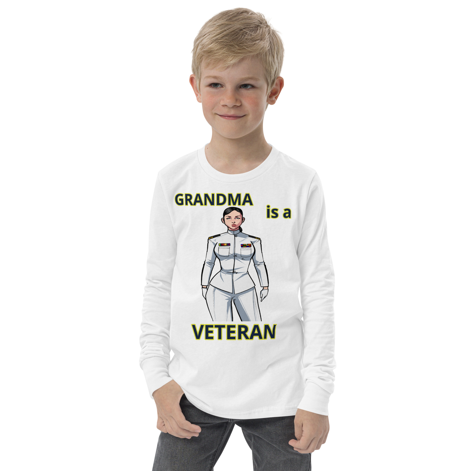 GRANDMA IS A VETERAN TOO FIFE Youth Long Sleeve Tee - Image 9