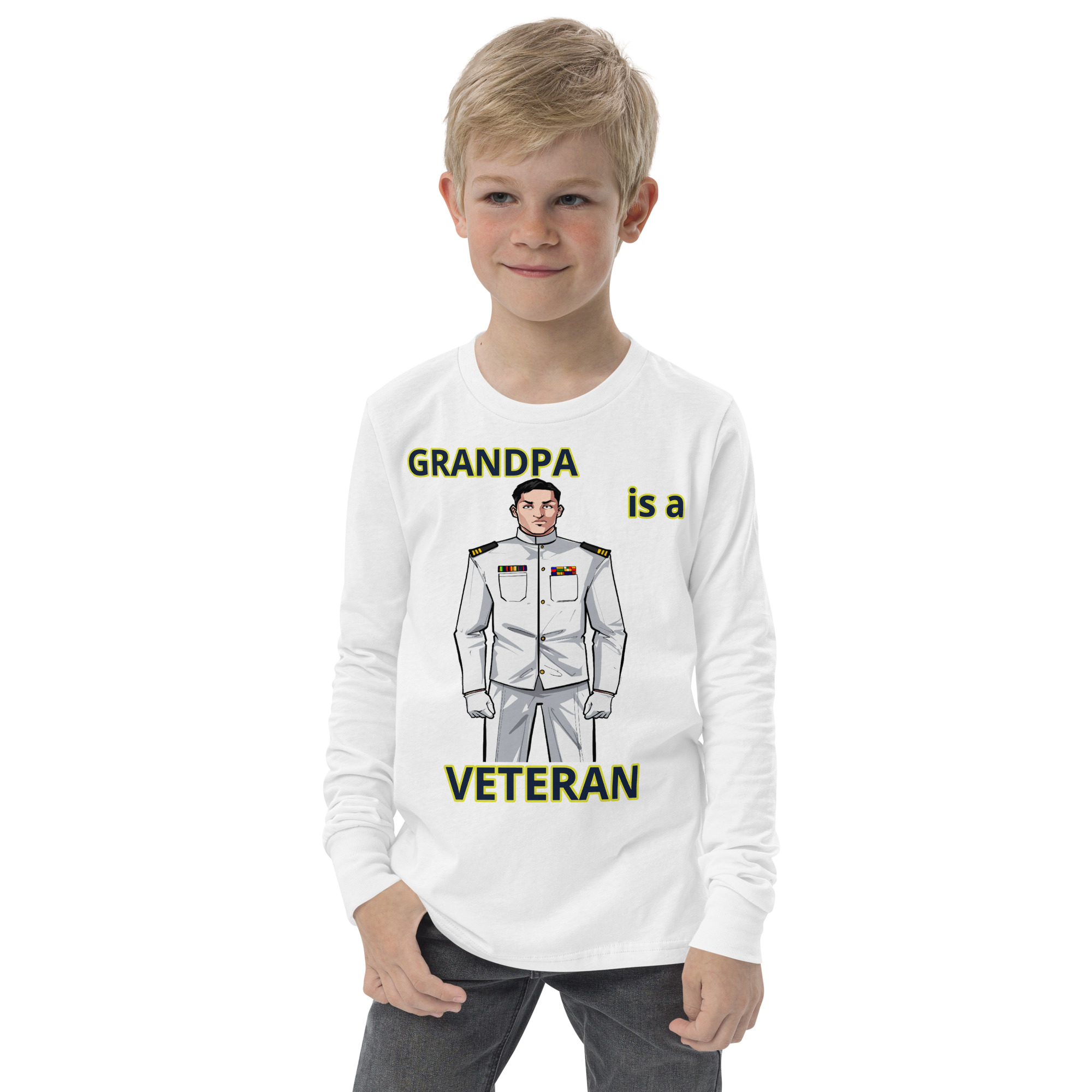 GRANDPA IS A VETERAN TOO FIFE Youth Long Sleeve Tee - Image 9