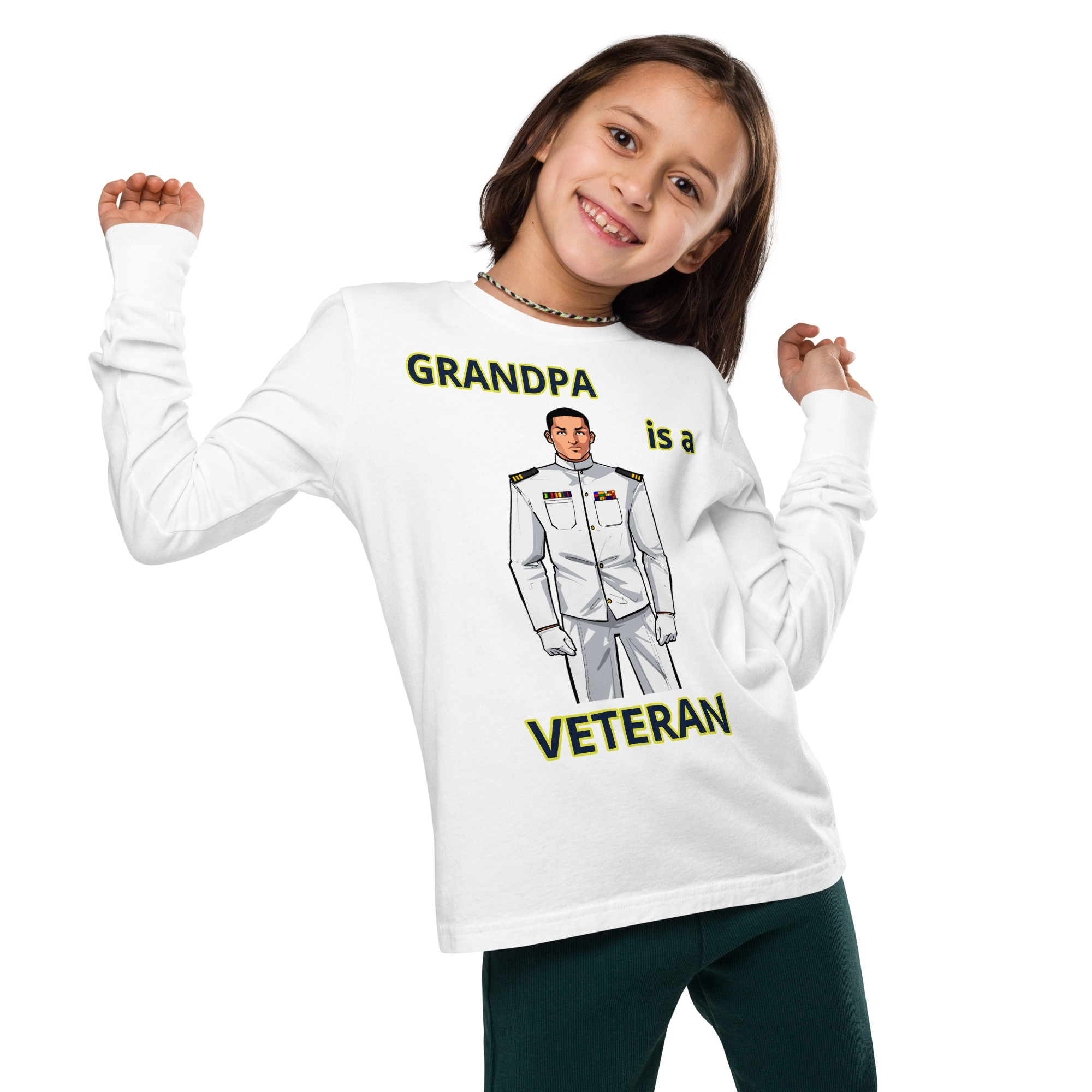GRANDPA IS A VETERAN TOO FIFE Youth Long Sleeve Tee - Image 7