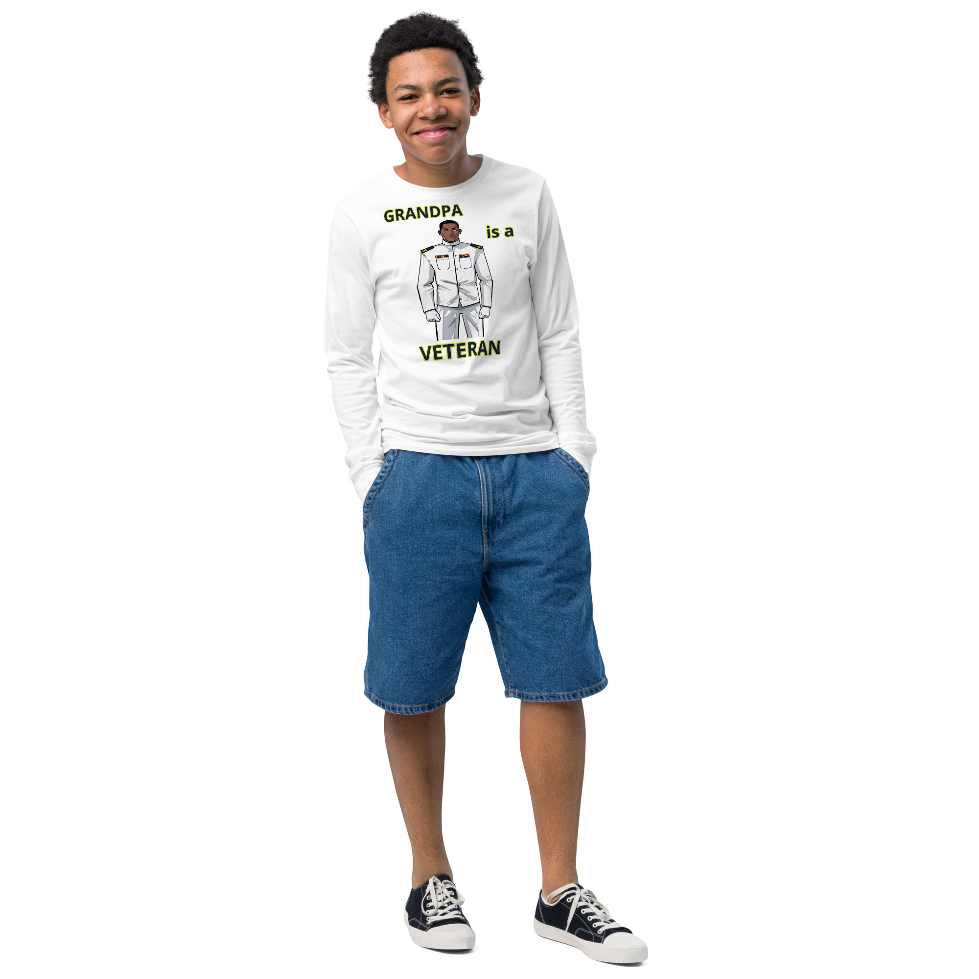 GRANDPA IS A VETERAN TOO FIFE Youth Long Sleeve Tee - Image 7