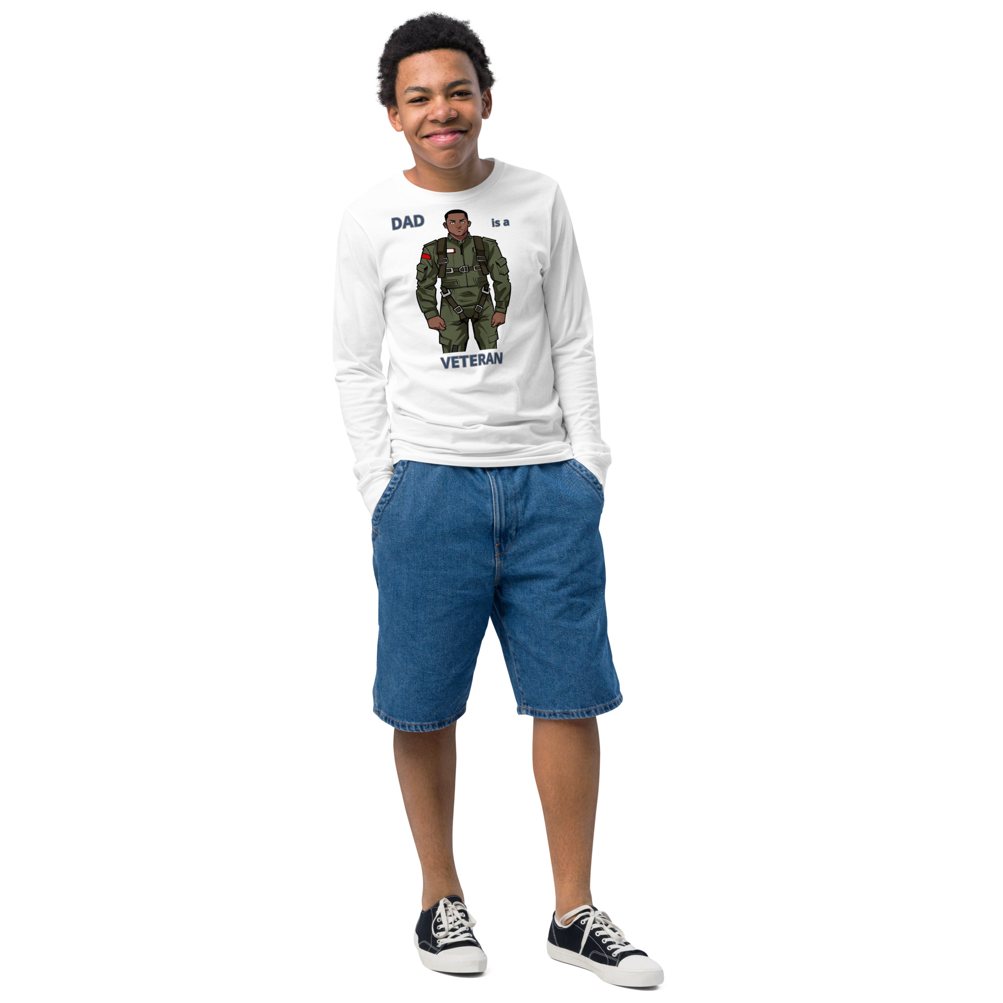 DAD IS A VETERAN TOO FIFE Youth Long Sleeve Tee - Image 7