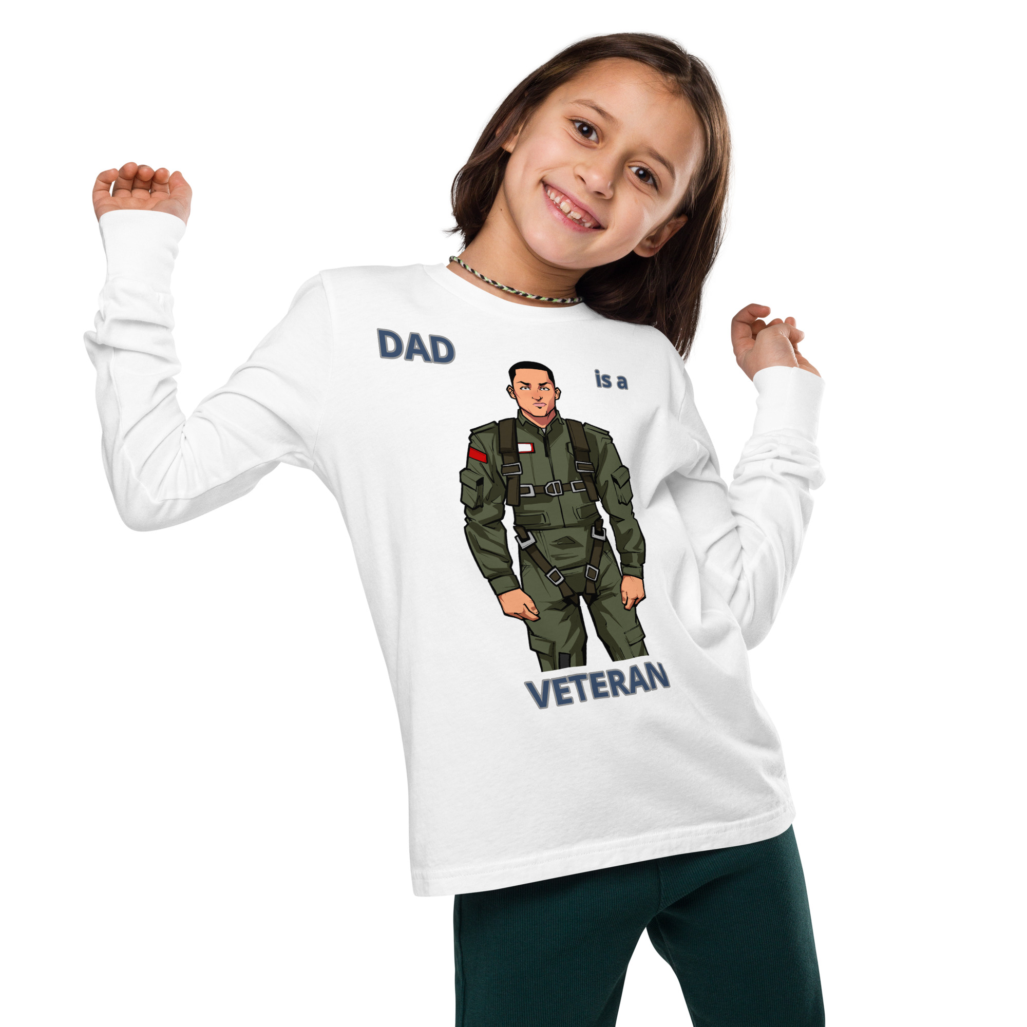 DAD IS A VETERAN TOO FIFE Youth Long Sleeve Tee - Image 7