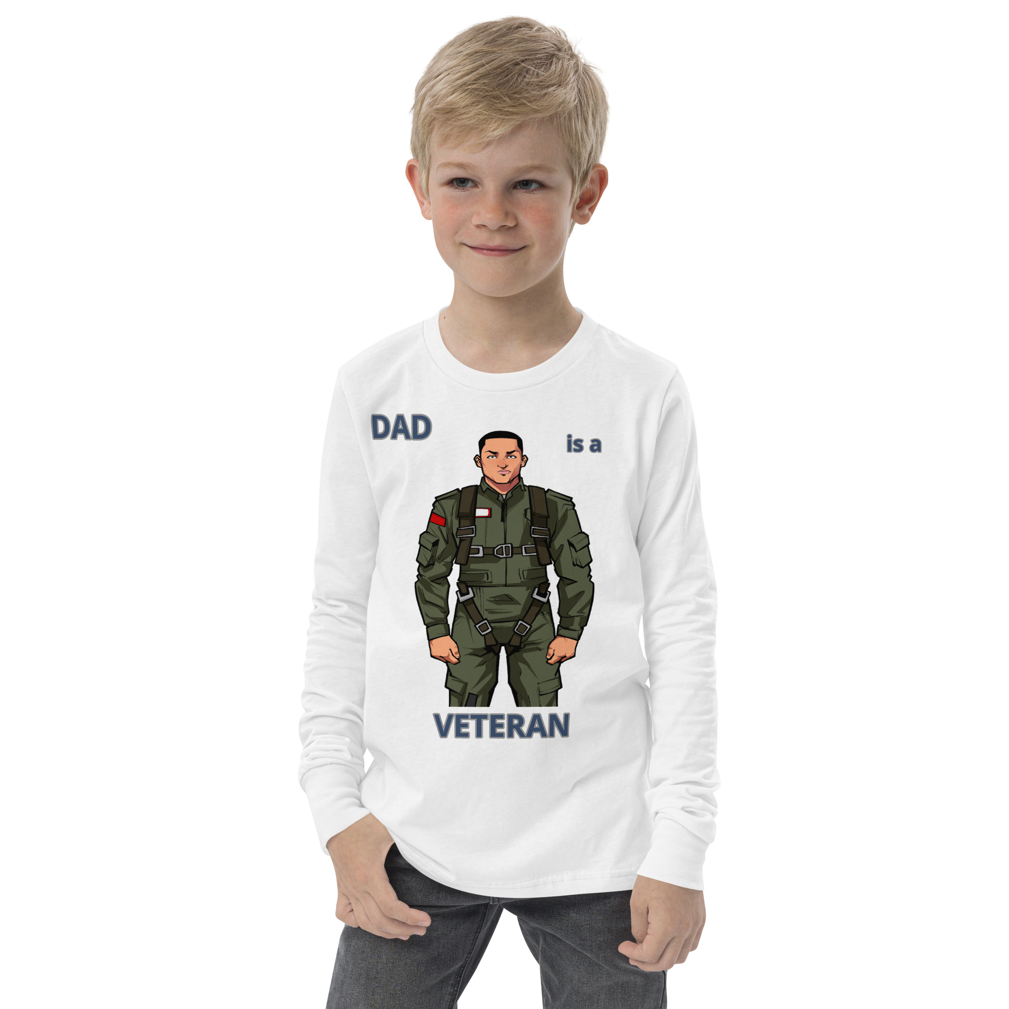 DAD IS A VETERAN TOO FIFE Youth Long Sleeve Tee - Image 9