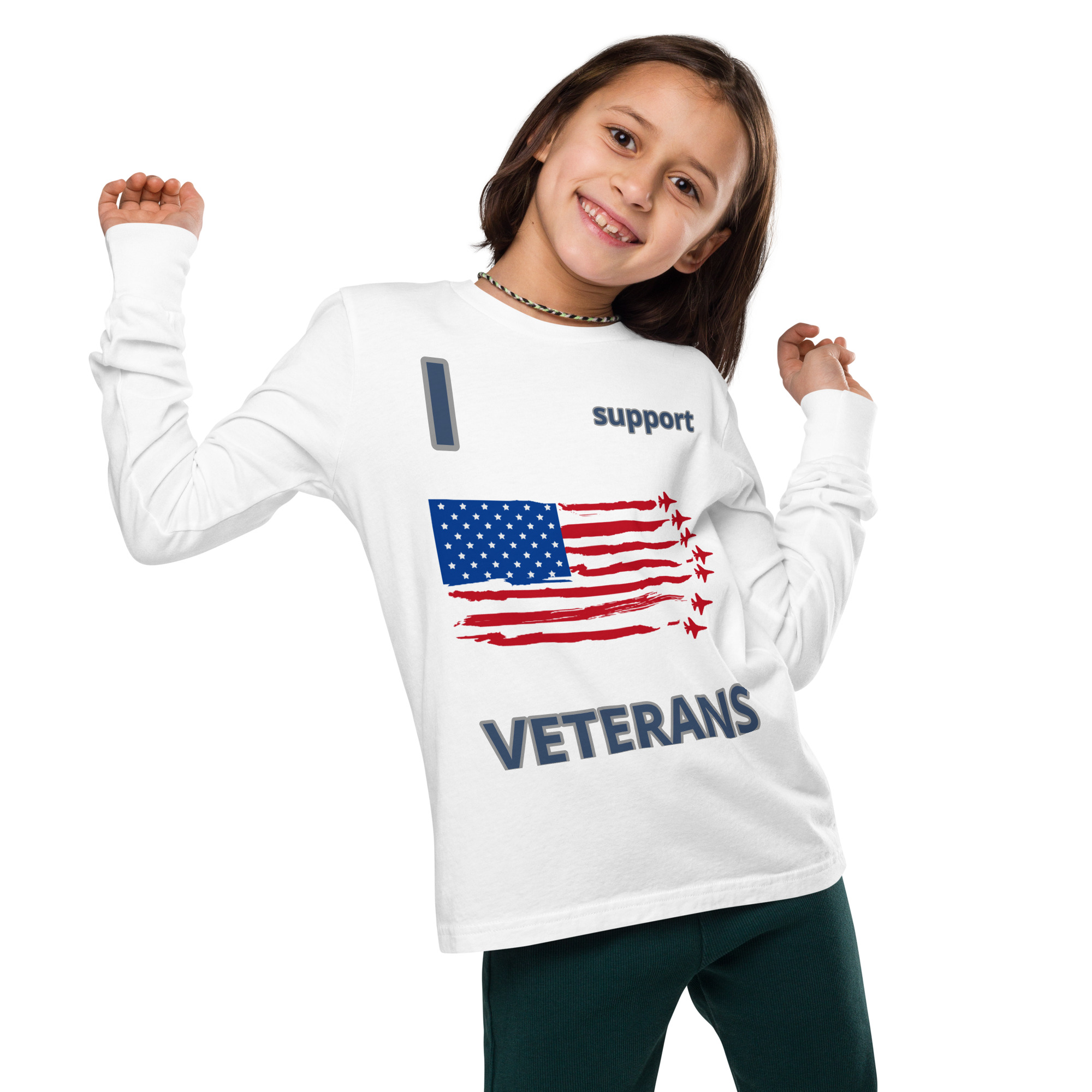 I SUPPORT VETERANS TOO FIFE Youth Long Sleeve Tee - Image 7