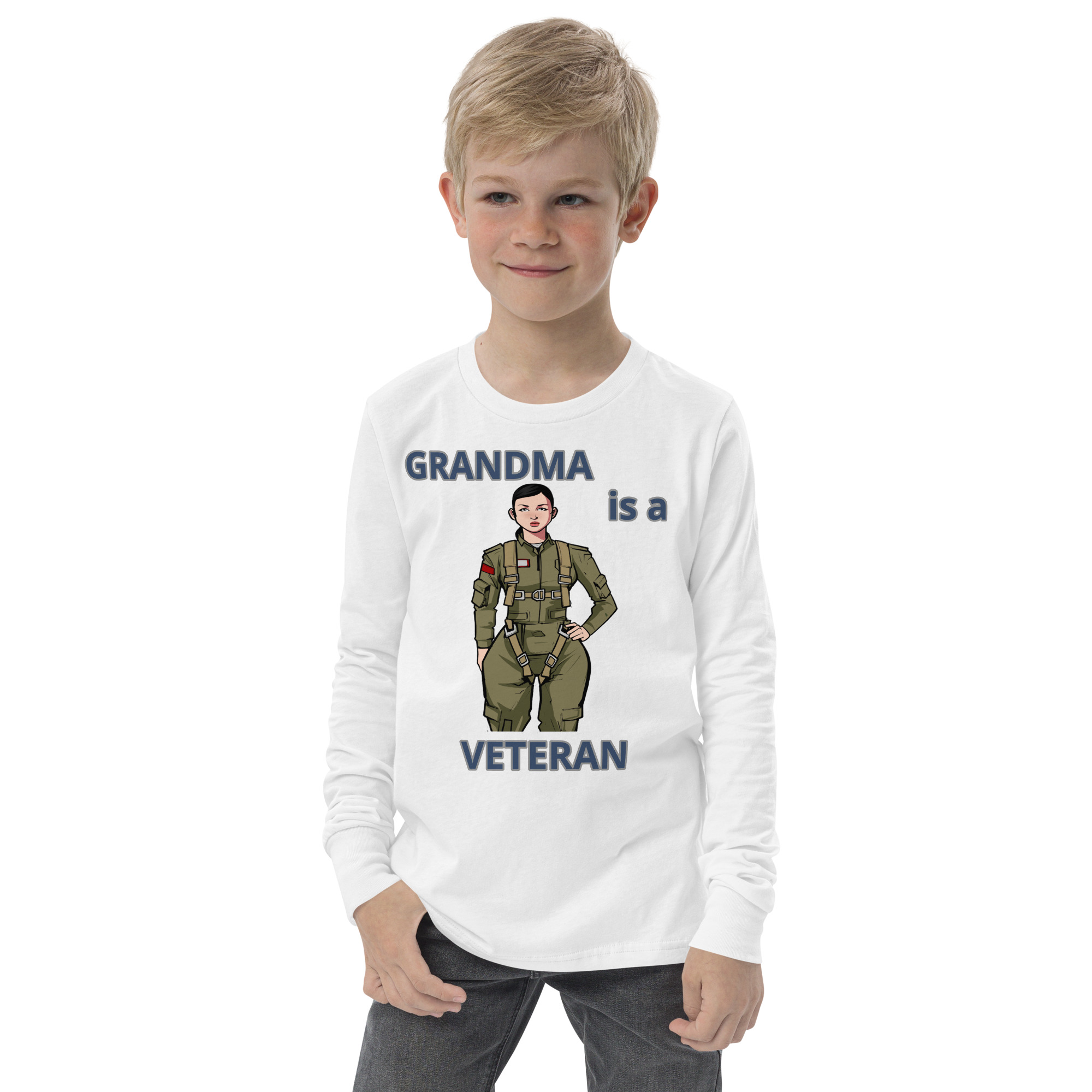 GRANDMA IS A VETERAN TOO FIFE Youth Long Sleeve Tee - Image 9