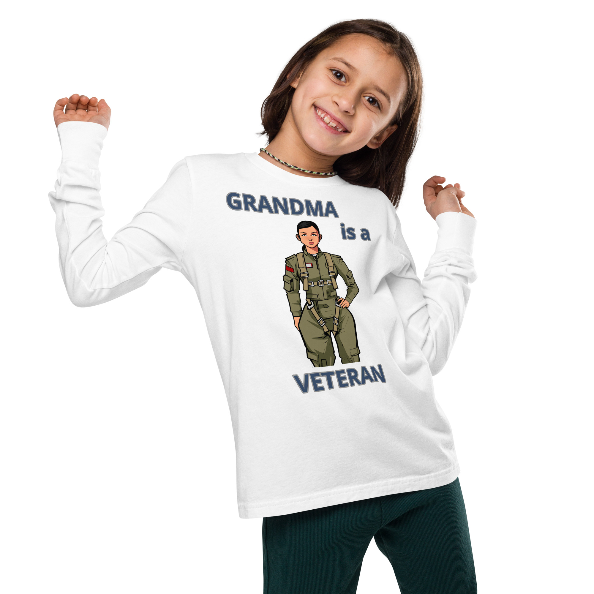 GRANDMA IS A VETERAN TOO FIFE Youth Long Sleeve Tee - Image 7