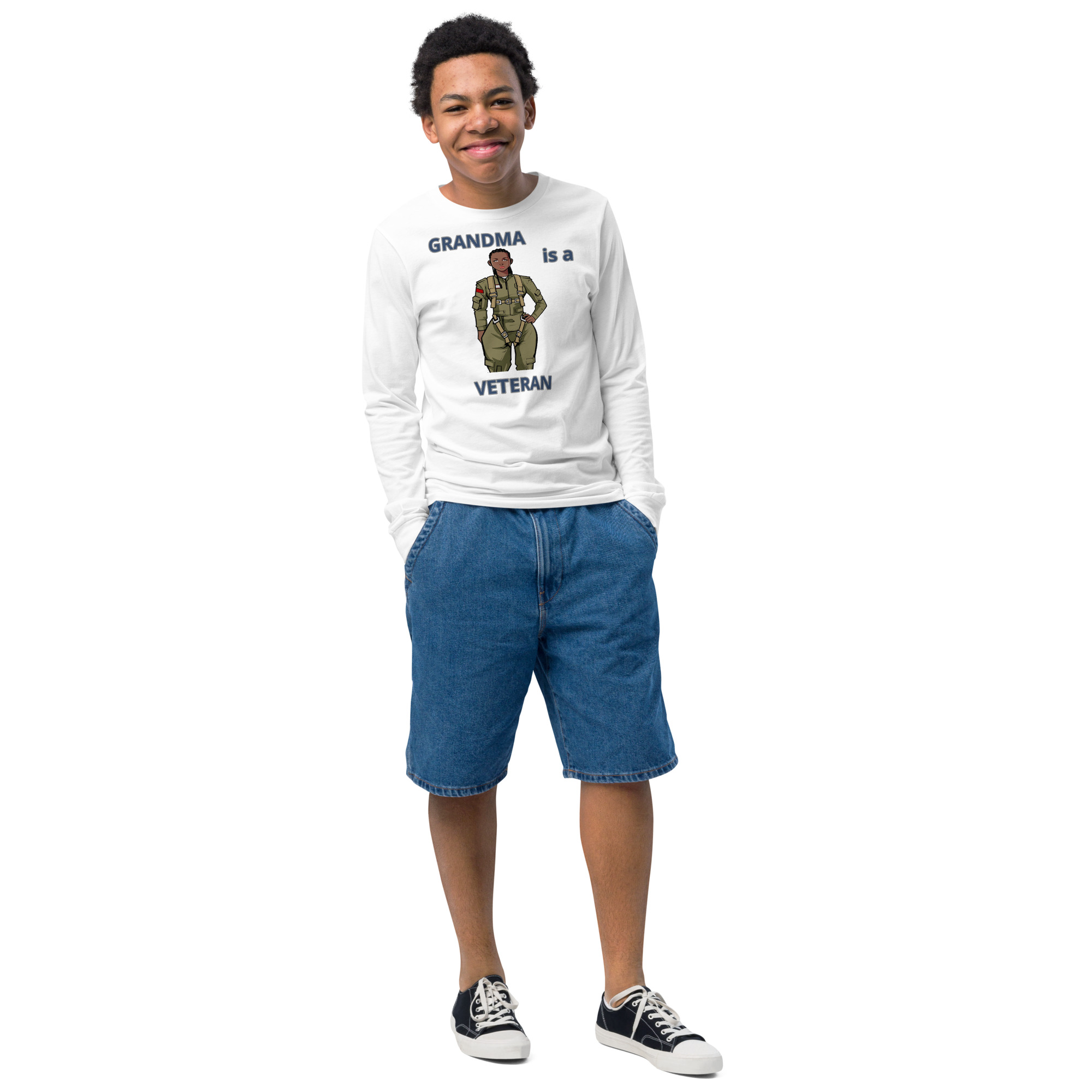 GRANDMA IS A VETERAN TOO FIFE Youth Long Sleeve Tee - Image 7
