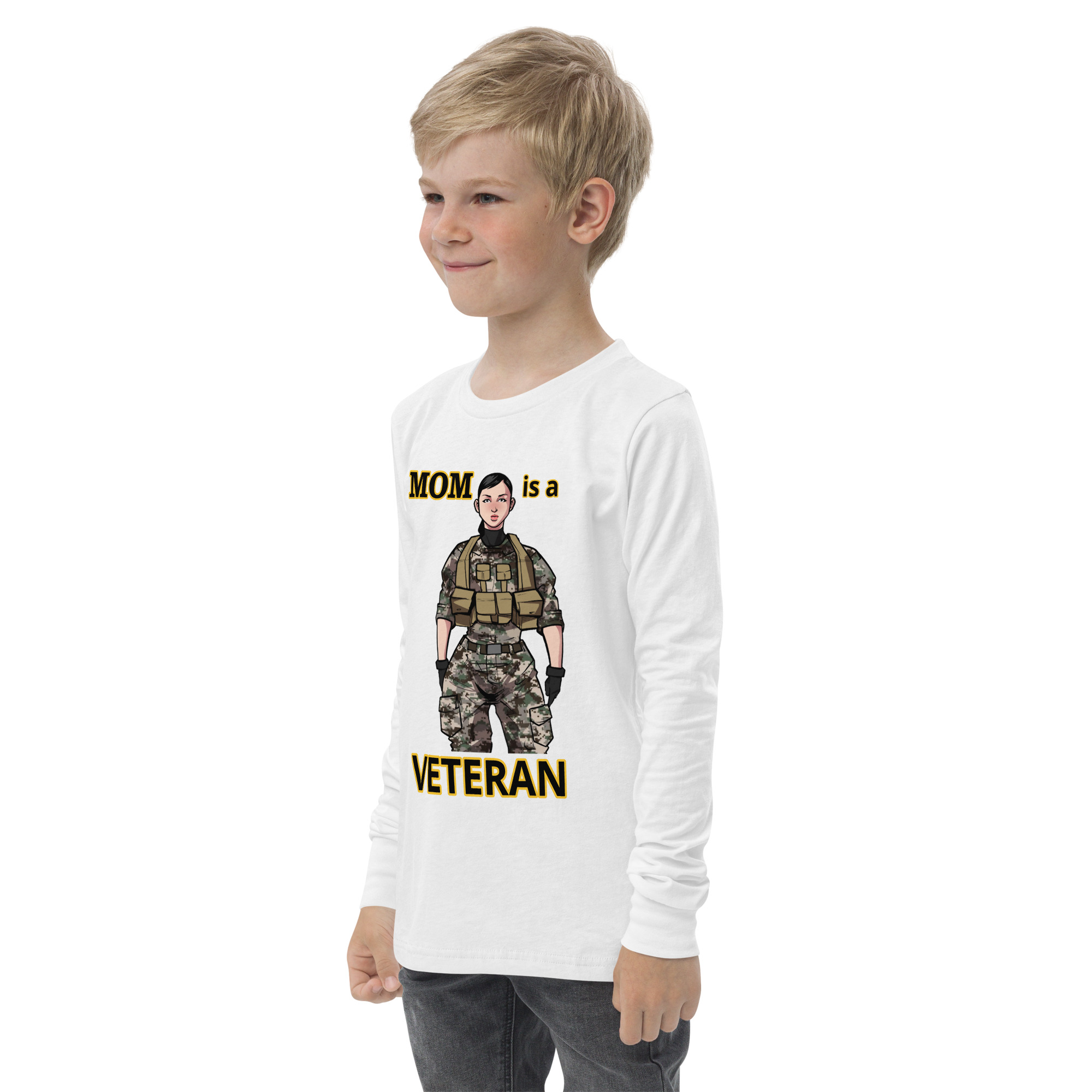 MOM IS A VETERAN TOO FIFE Youth Long Sleeve Tee - Image 10