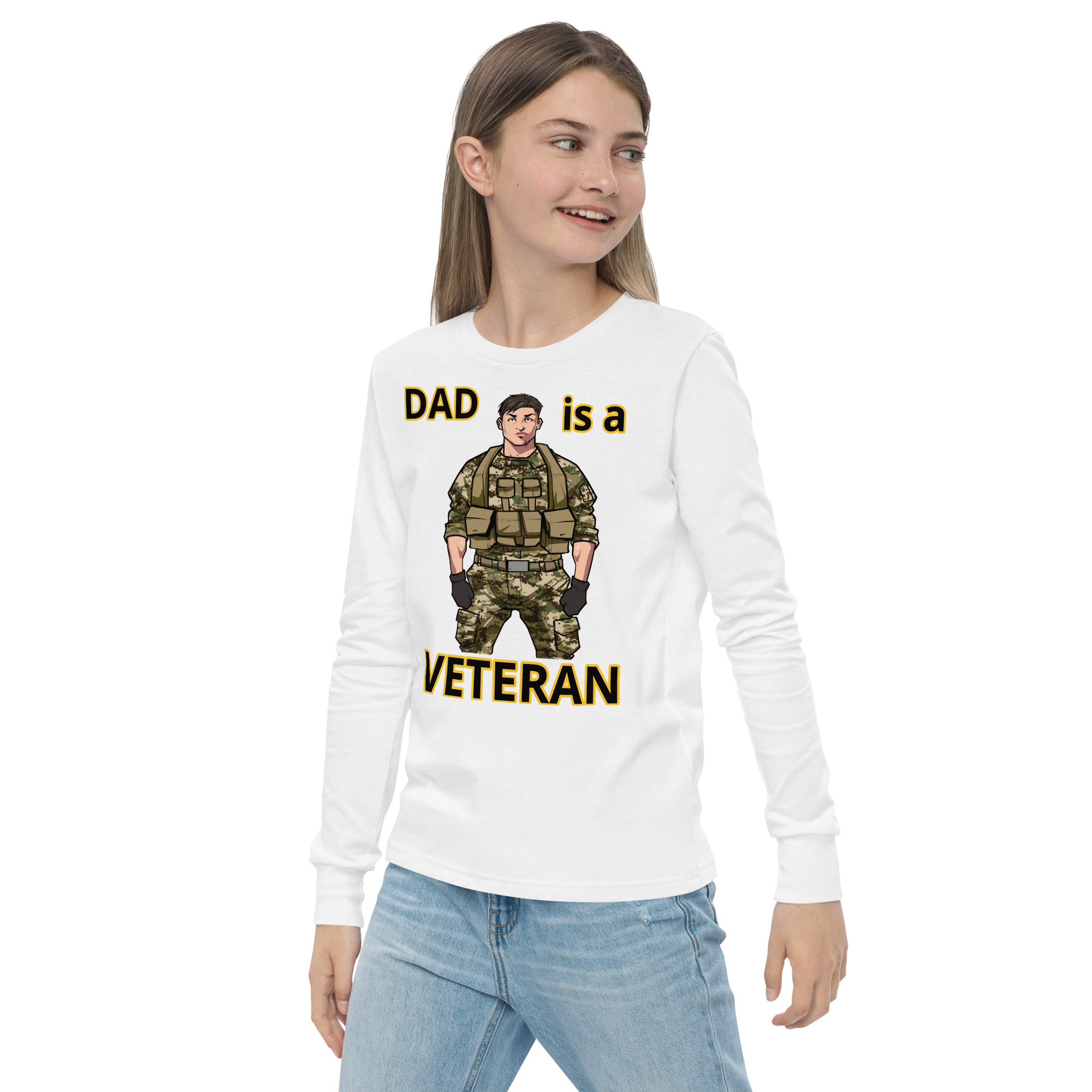 DAD IS A VETERAN TOO FIFE Youth Long Sleeve Tee - Image 15