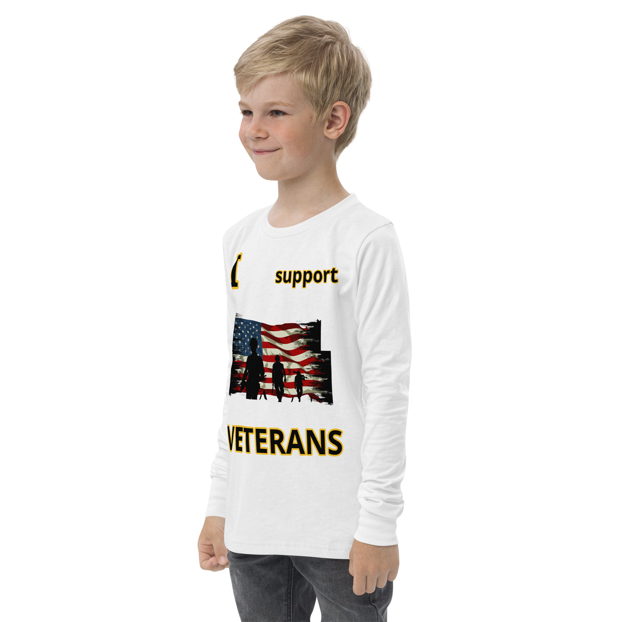 I SUPPORT VETERANS TOO FIFE Youth Long Sleeve Tee - Image 10