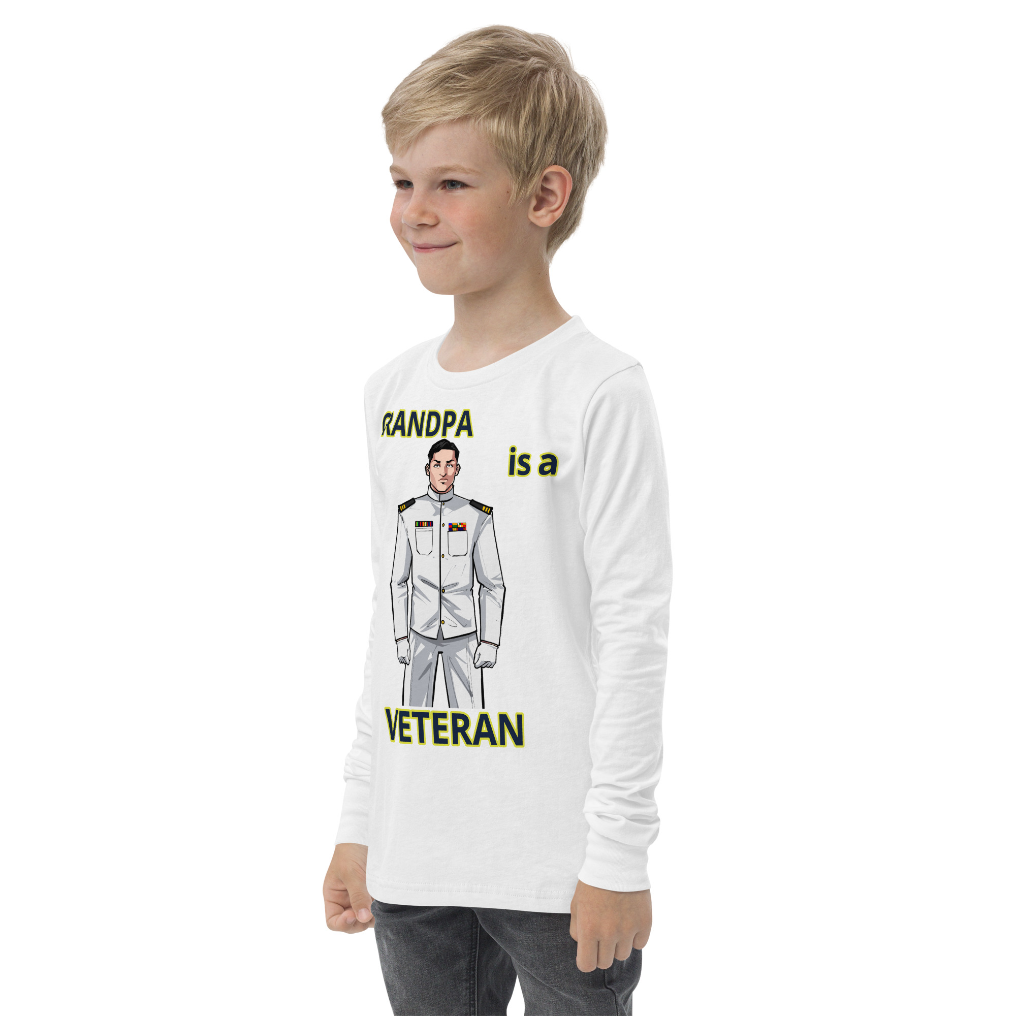 GRANDPA IS A VETERAN TOO FIFE Youth Long Sleeve Tee - Image 10