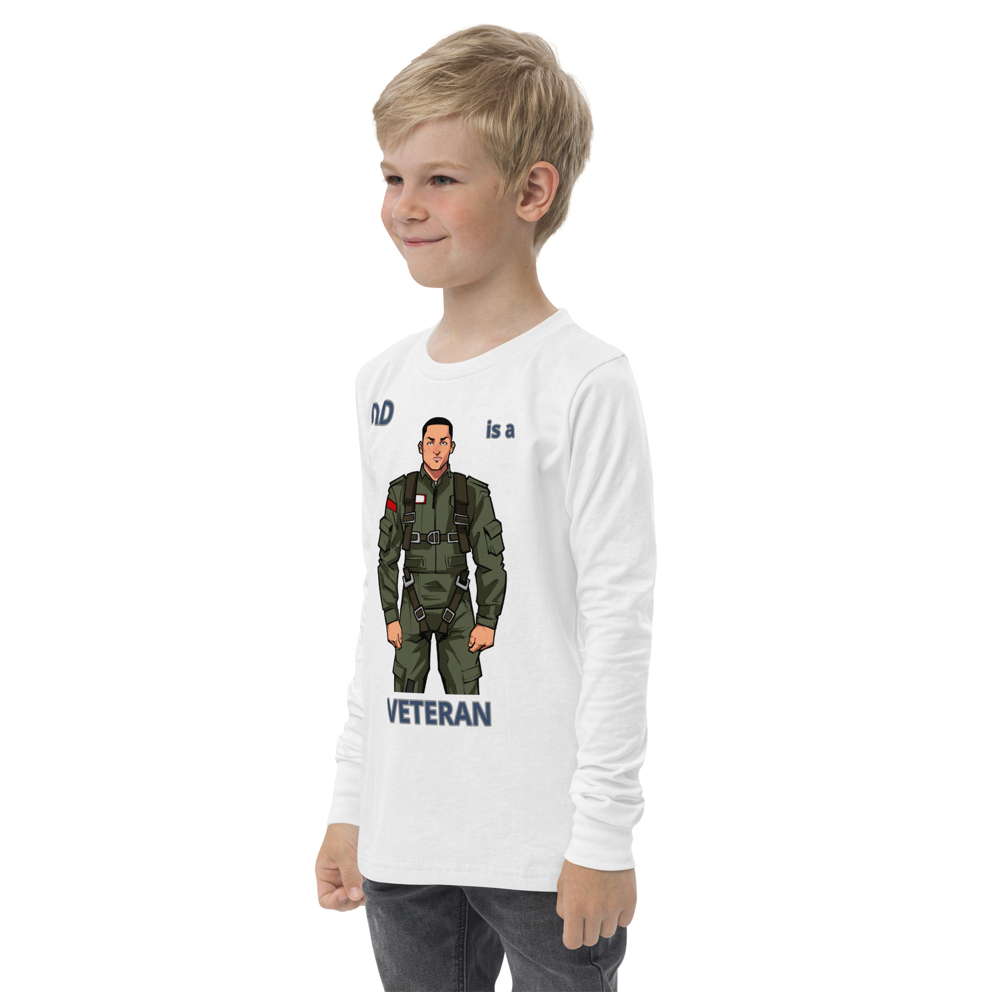 DAD IS A VETERAN TOO FIFE Youth Long Sleeve Tee - Image 10