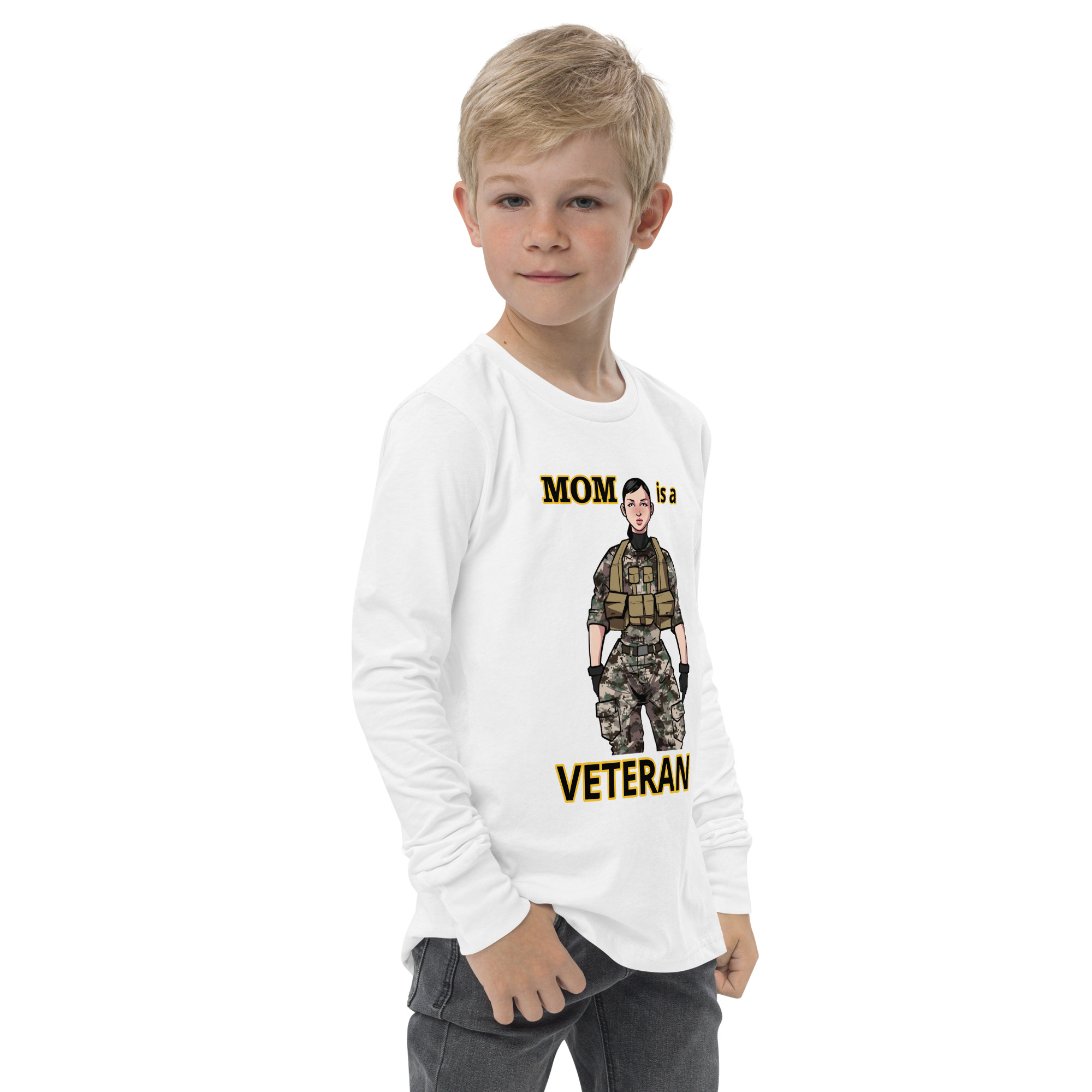 MOM IS A VETERAN TOO FIFE Youth Long Sleeve Tee - Image 11
