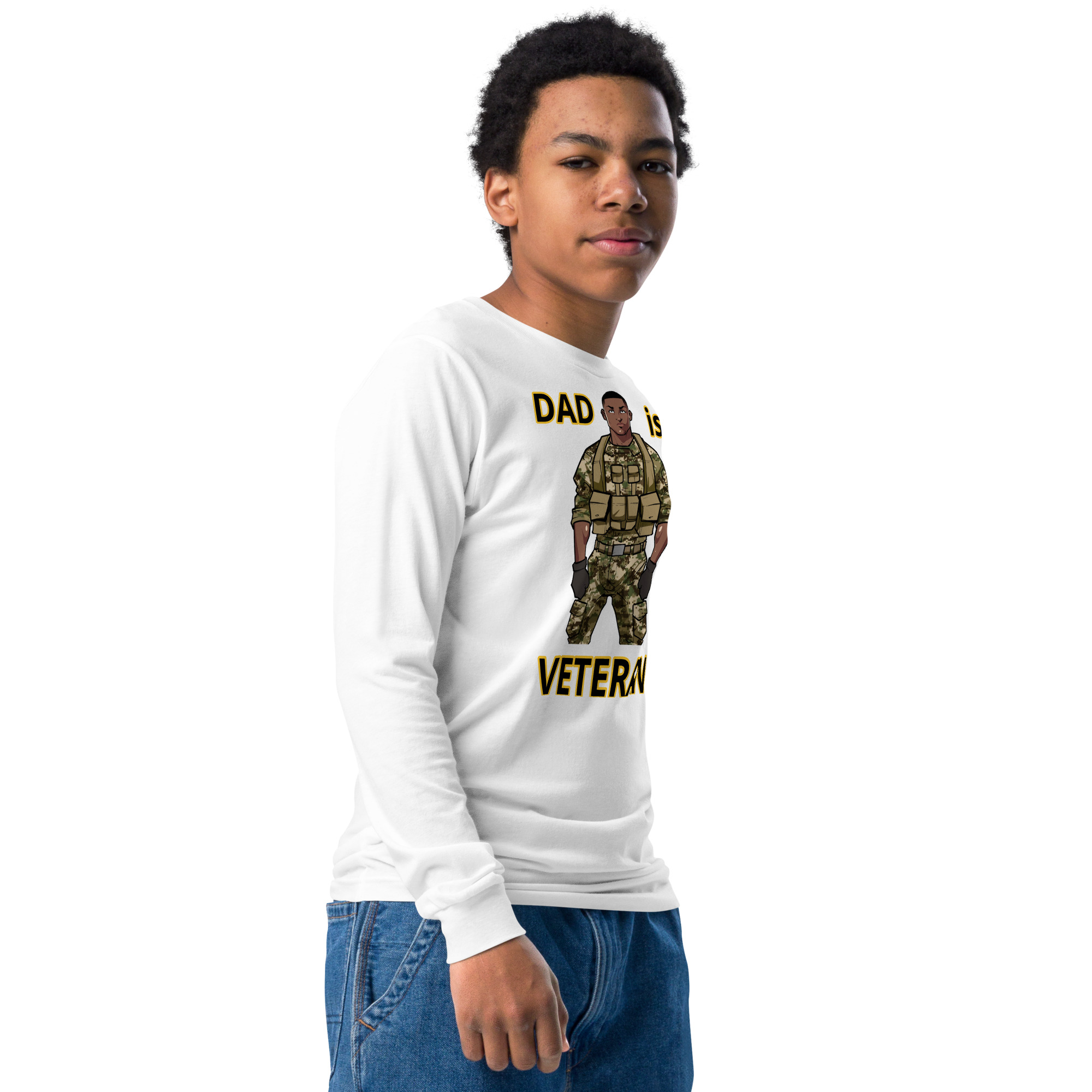 DAD IS A VETERAN TOO FIFE Youth Long Sleeve Tee - Image 8