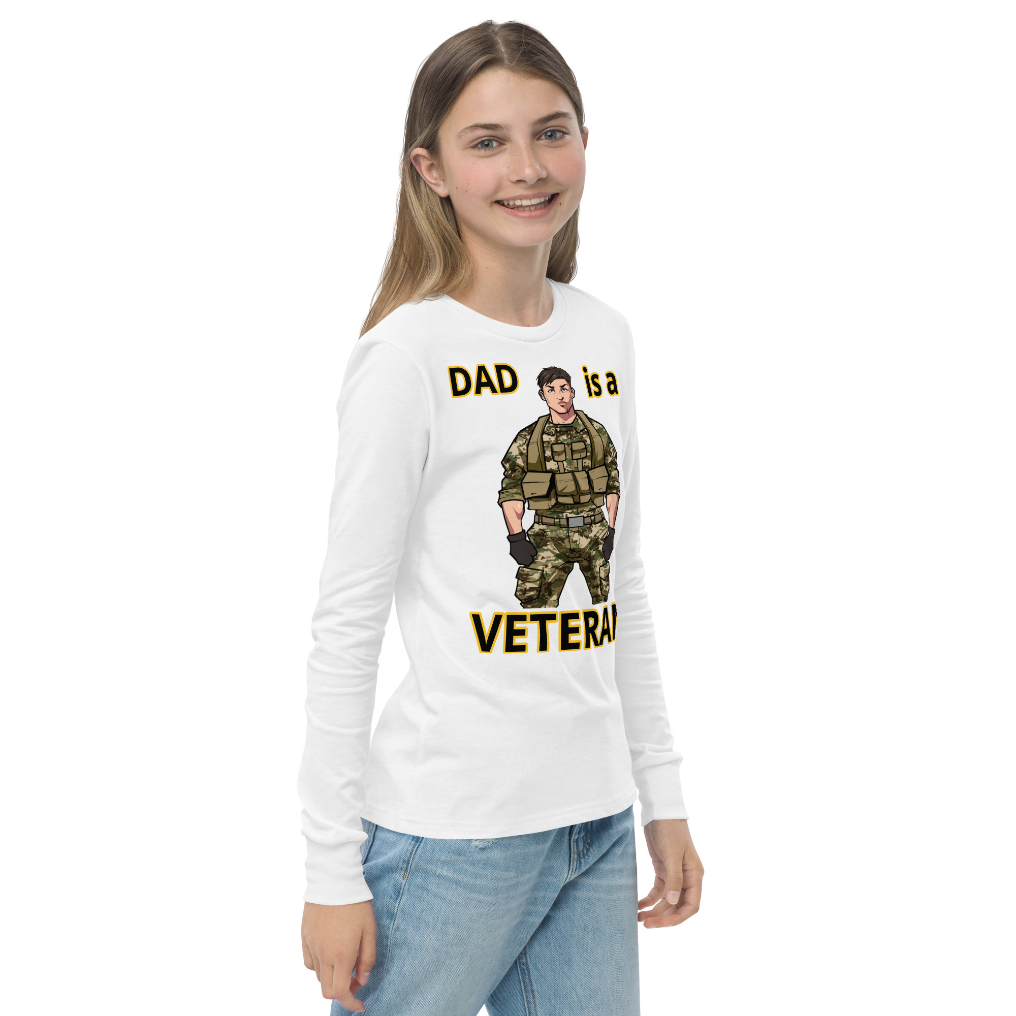 DAD IS A VETERAN TOO FIFE Youth Long Sleeve Tee - Image 16