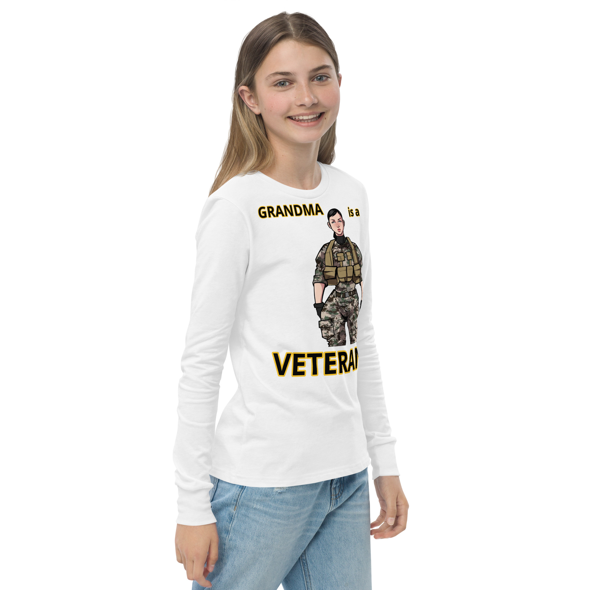GRANDMA IS A VETERAN TOO FIFE Youth Long Sleeve Tee - Image 16