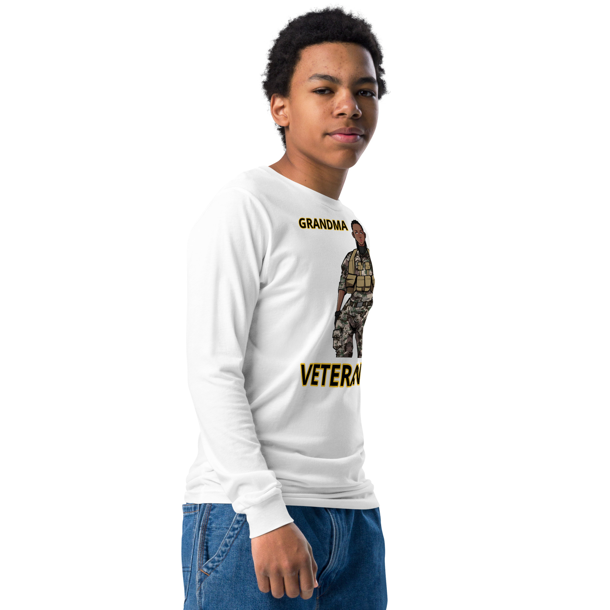 GRANDMA IS A VETERAN TOO FIFE Youth Long Sleeve Tee - Image 8