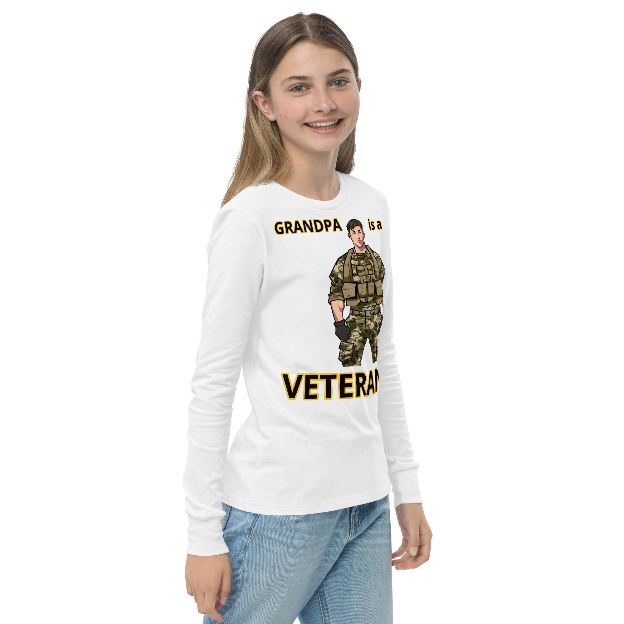GRANDPA IS A VETERAN TOO FIFE Youth Long Sleeve Tee - Image 16