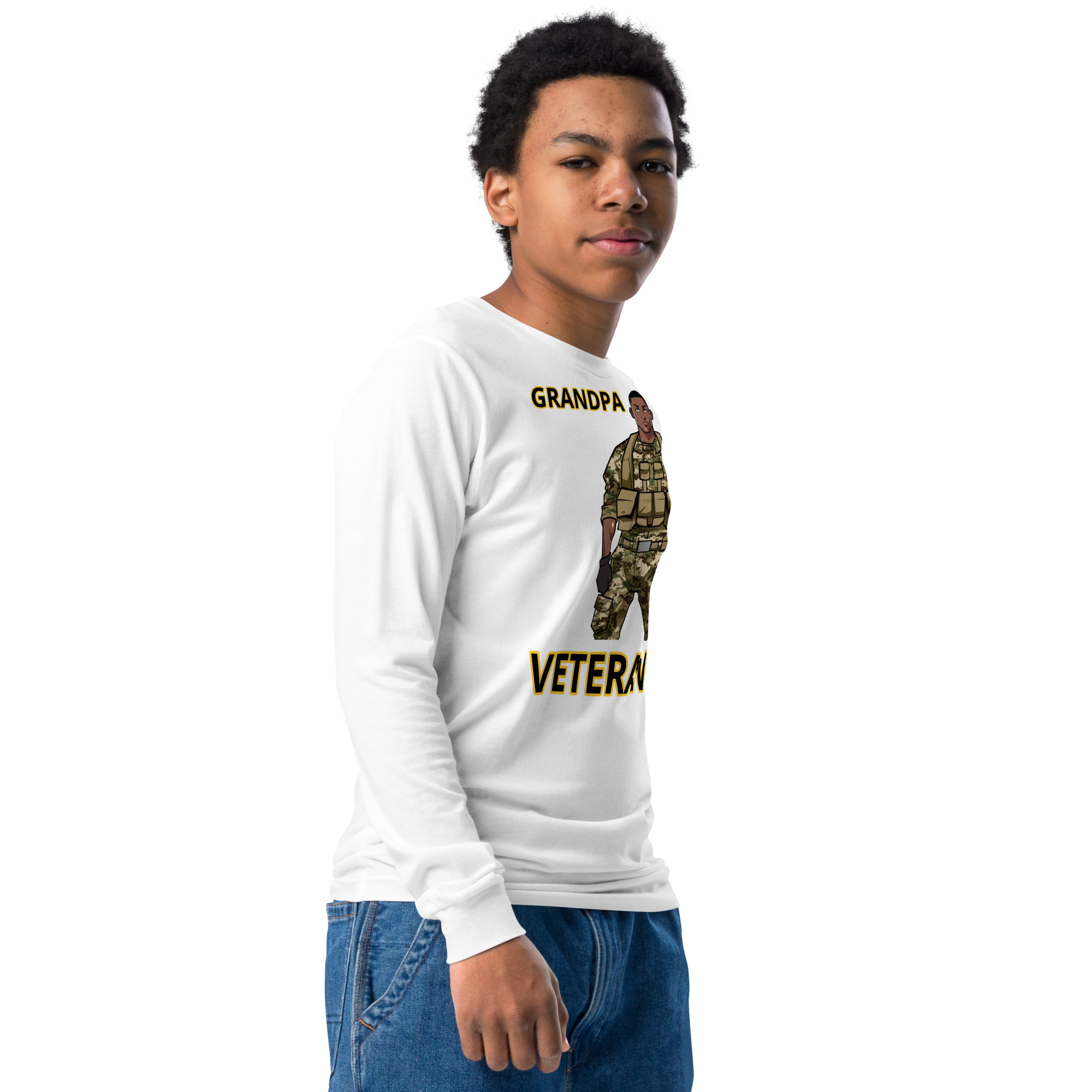 GRANDPA IS A VETERAN TOO FIFE Youth Long Sleeve Tee - Image 8