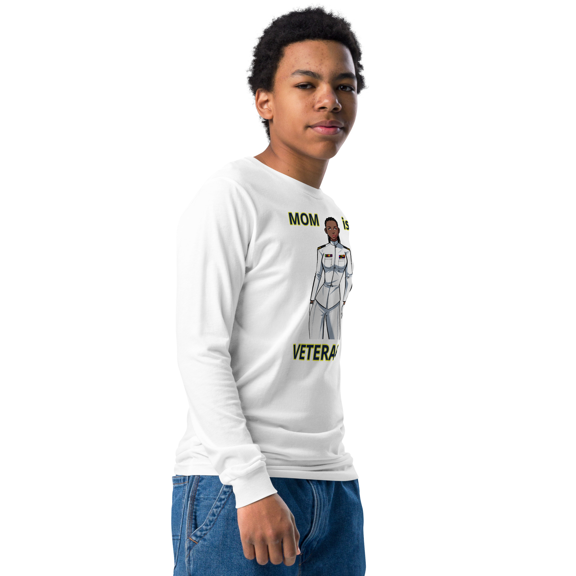 MOM IS A VETERAN TOO FIFE Youth Long Sleeve Tee - Image 8