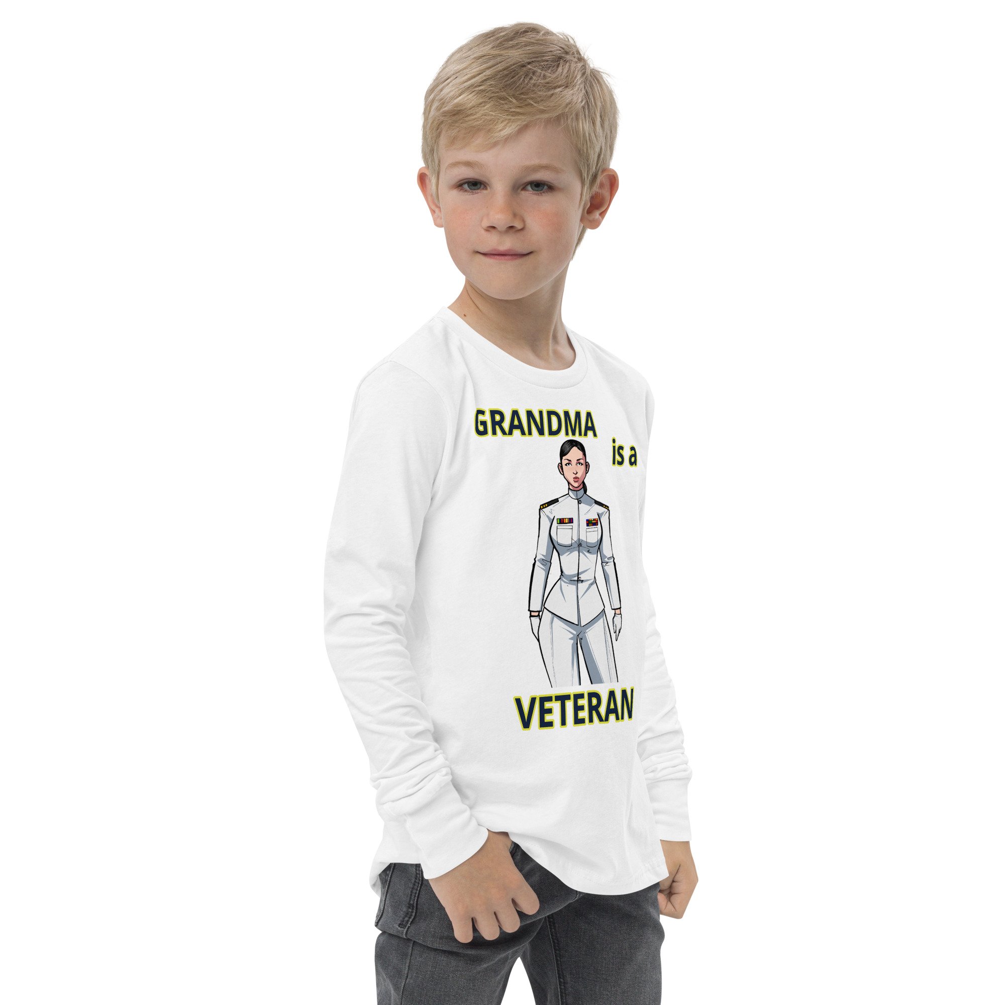 GRANDMA IS A VETERAN TOO FIFE Youth Long Sleeve Tee - Image 11