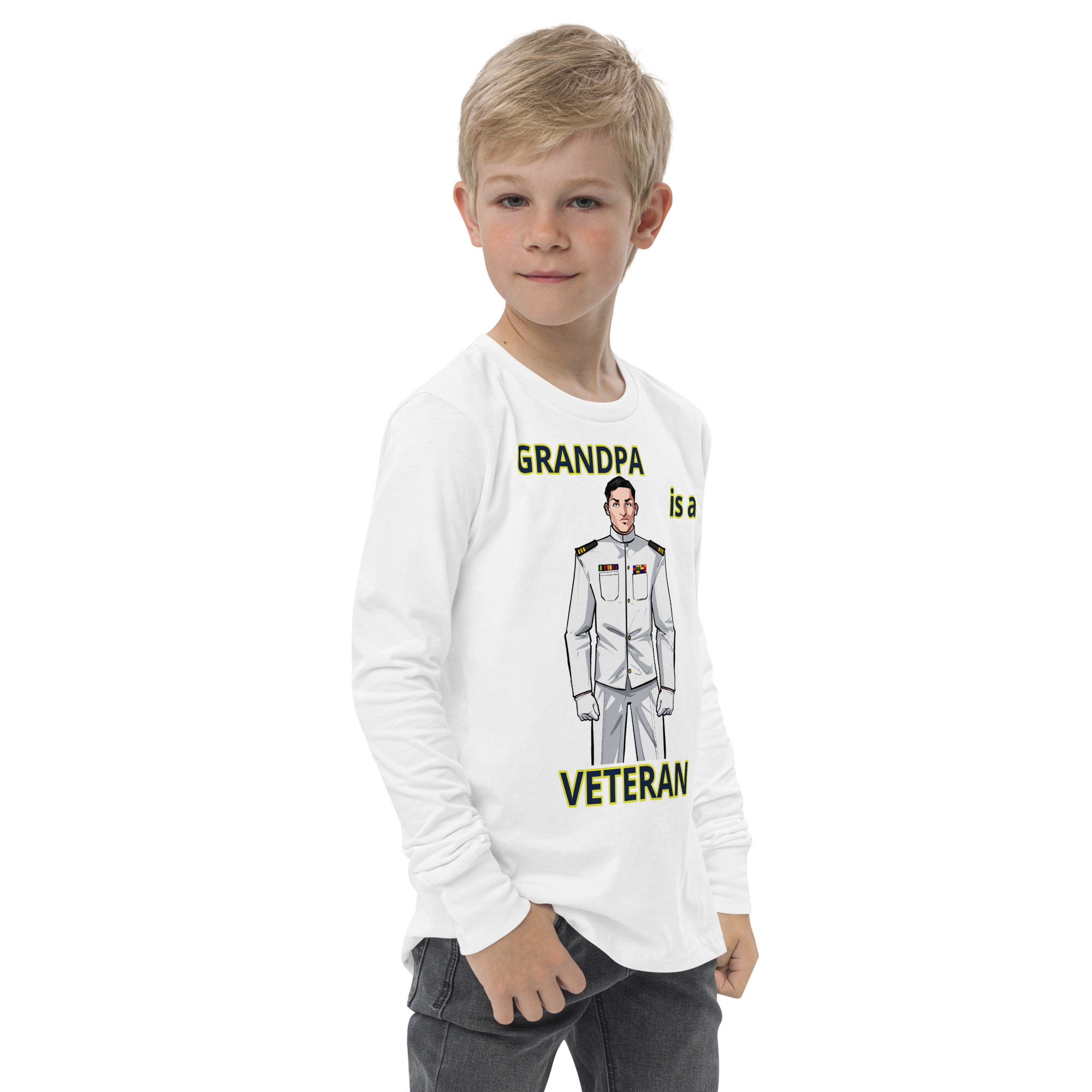 GRANDPA IS A VETERAN TOO FIFE Youth Long Sleeve Tee - Image 11
