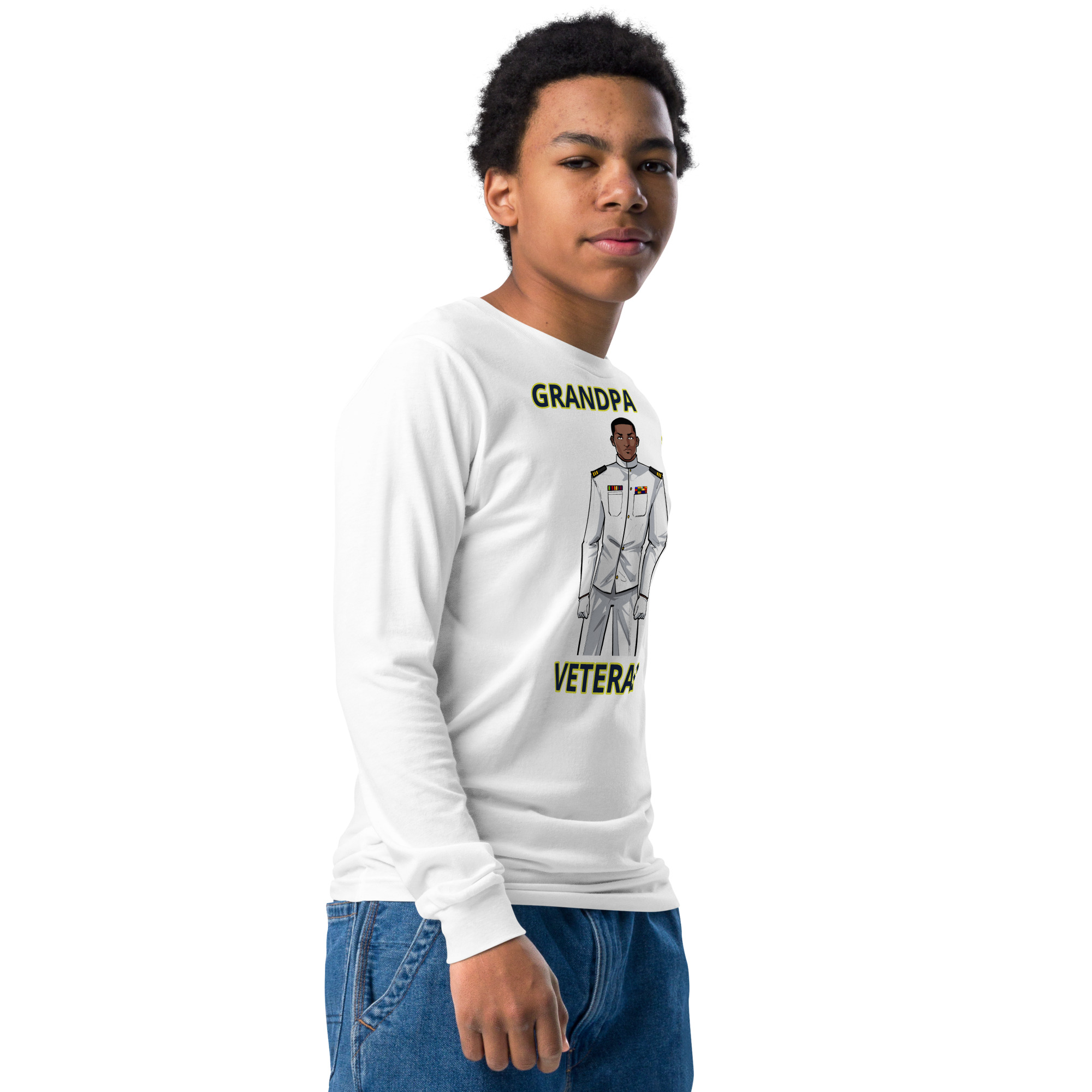 GRANDPA IS A VETERAN TOO FIFE Youth Long Sleeve Tee - Image 8