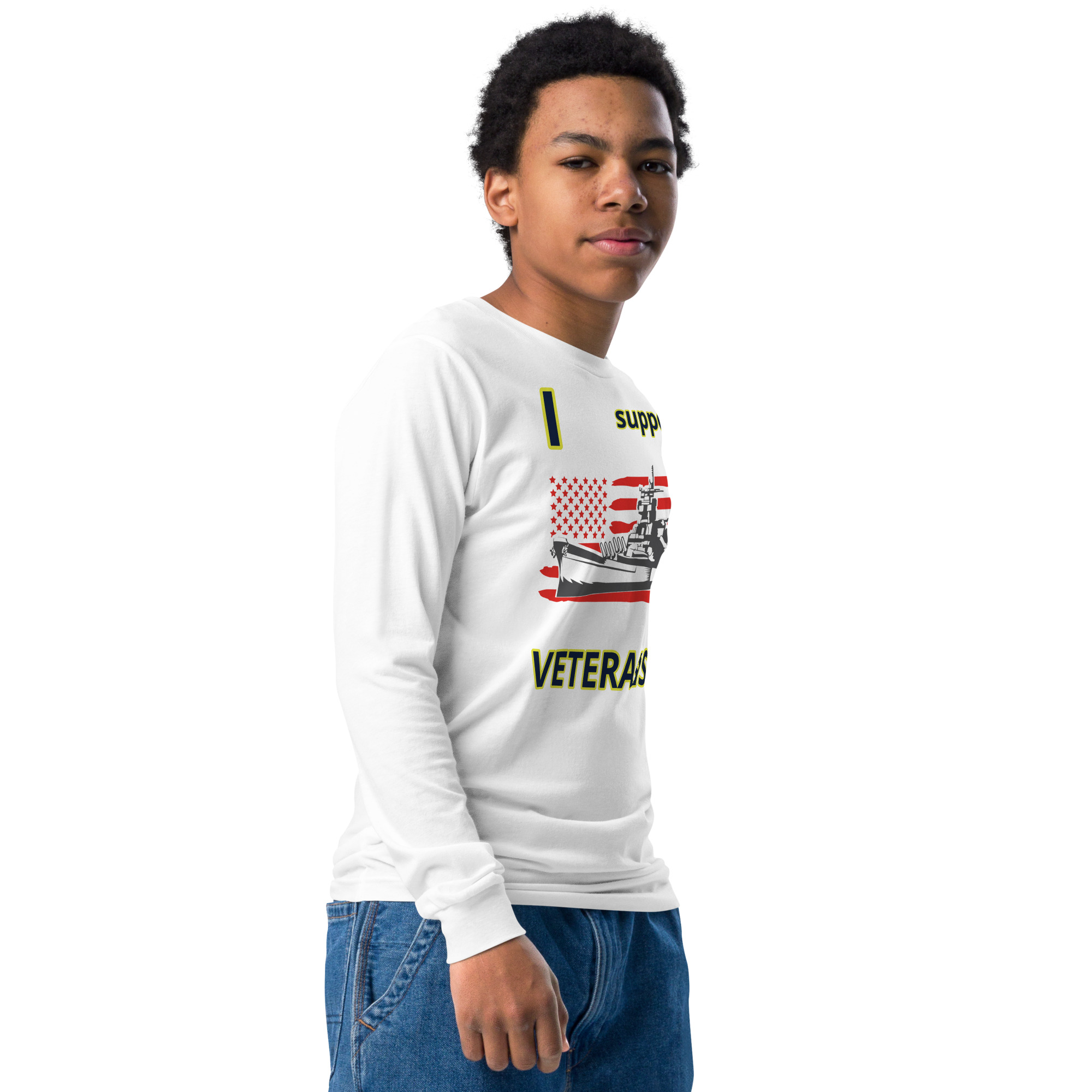 I SUPPORT VETERANS TOO FIFE Youth Long Sleeve Tee - Image 8