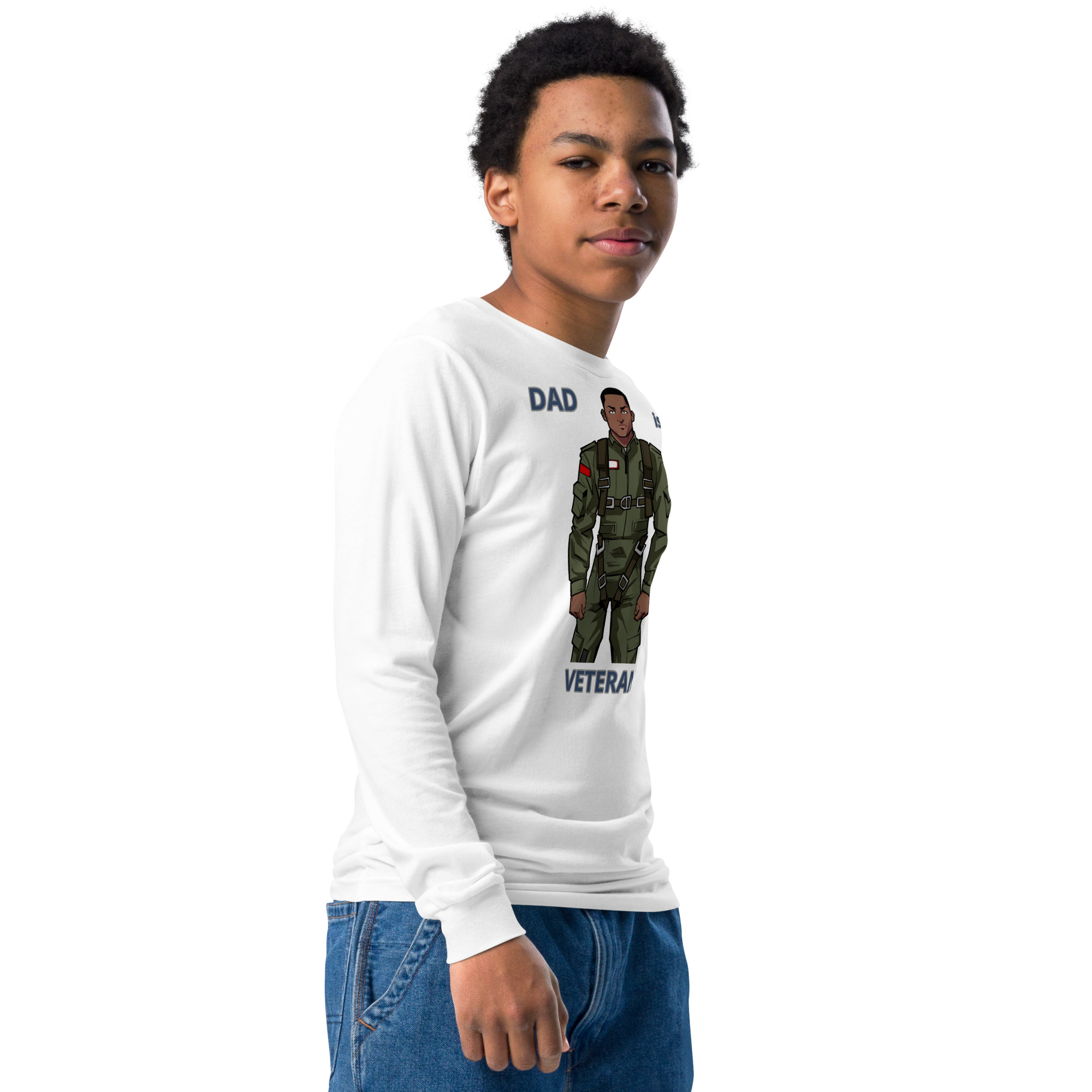DAD IS A VETERAN TOO FIFE Youth Long Sleeve Tee - Image 8