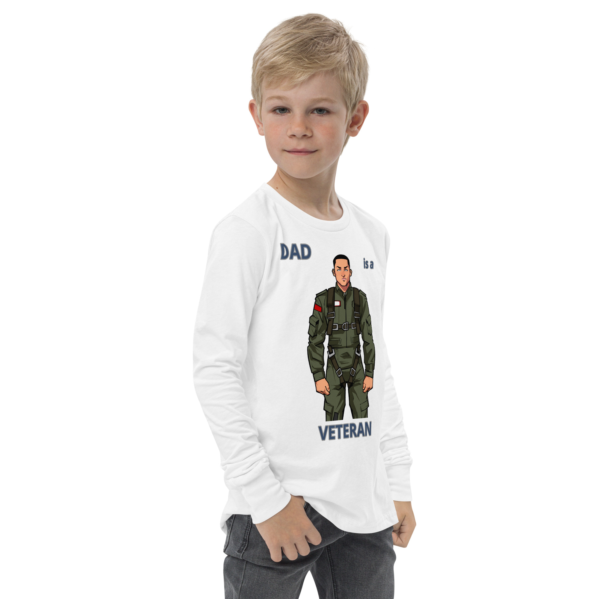 DAD IS A VETERAN TOO FIFE Youth Long Sleeve Tee - Image 11