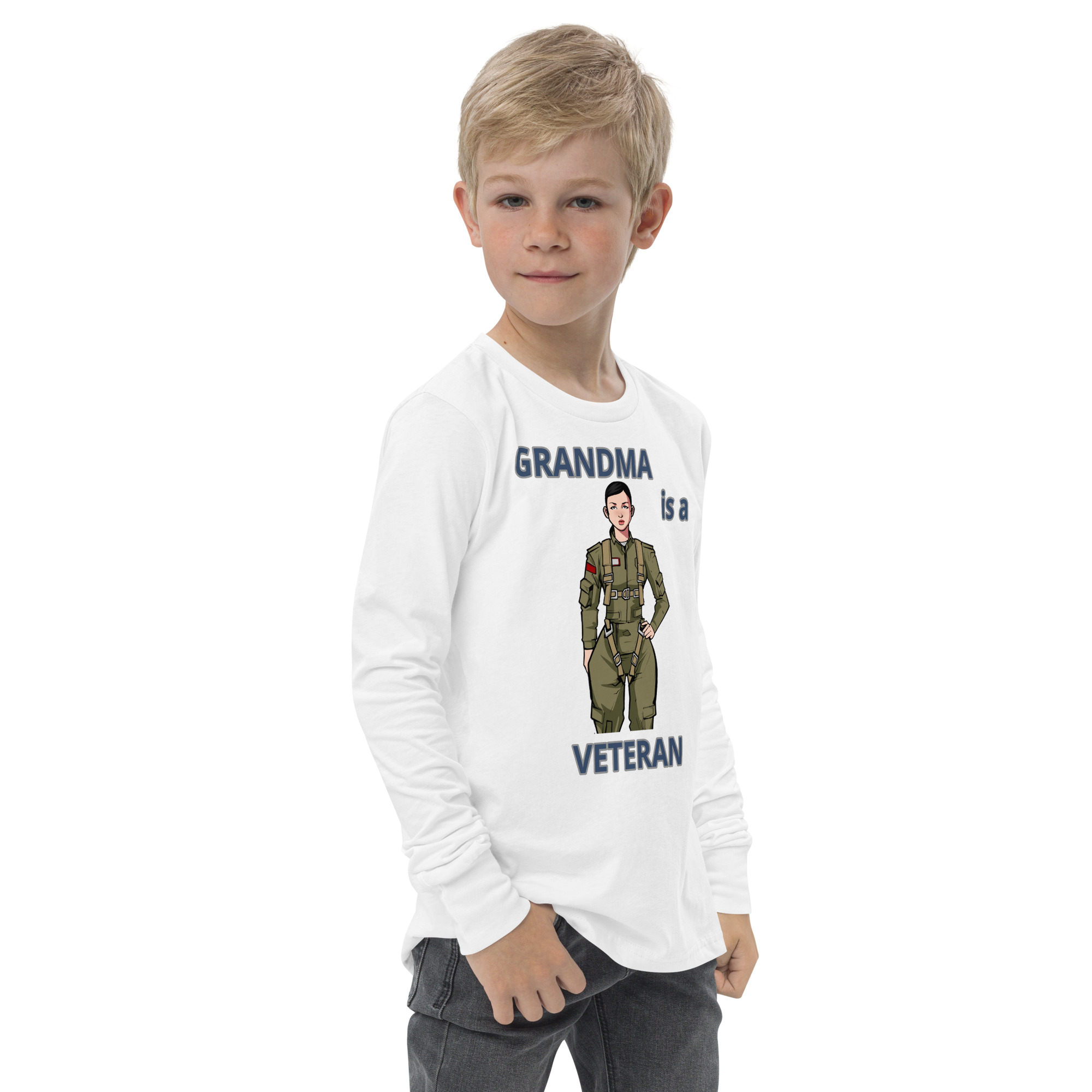 GRANDMA IS A VETERAN TOO FIFE Youth Long Sleeve Tee - Image 11