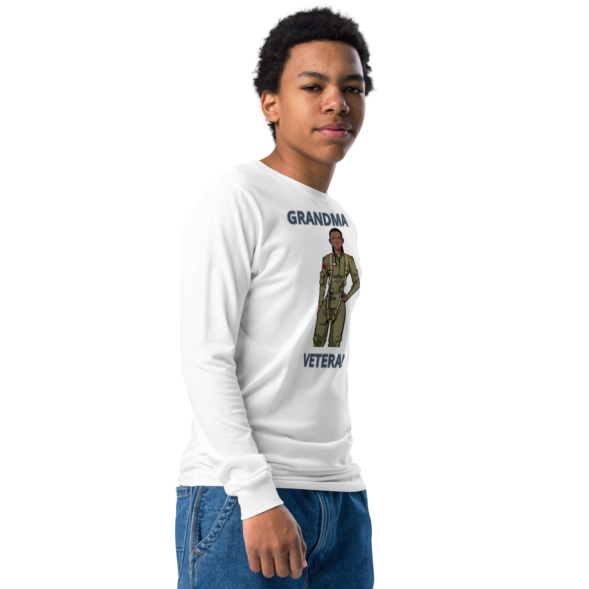 GRANDMA IS A VETERAN TOO FIFE Youth Long Sleeve Tee - Image 8