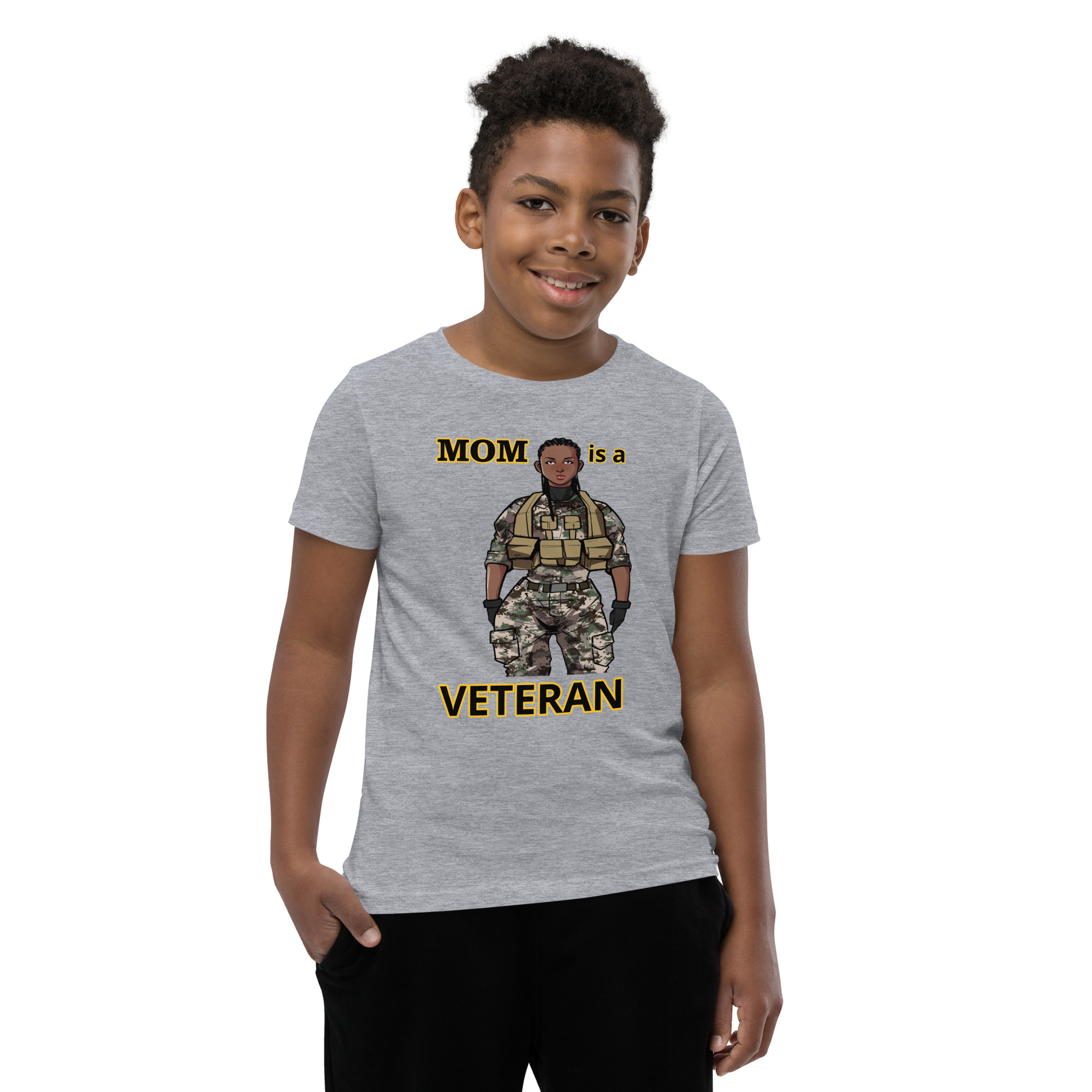 MOM IS A VETERAN TOO FIFE Youth Short Sleeve T-Shirt - Image 5