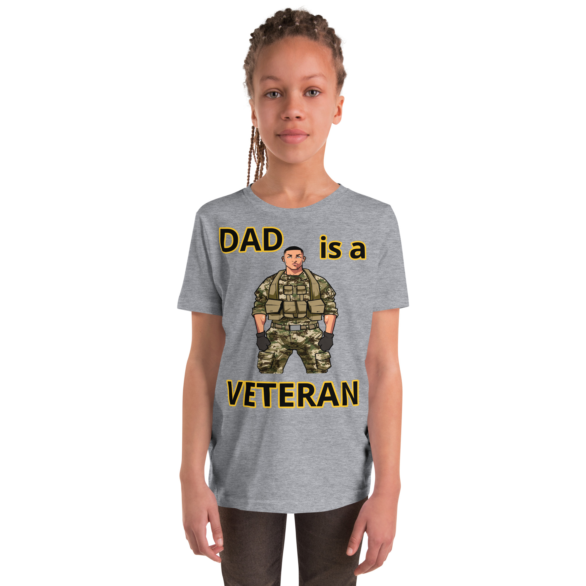 DAD IS A VETERAN TOO FIFE Youth Short Sleeve T-Shirt - Image 3