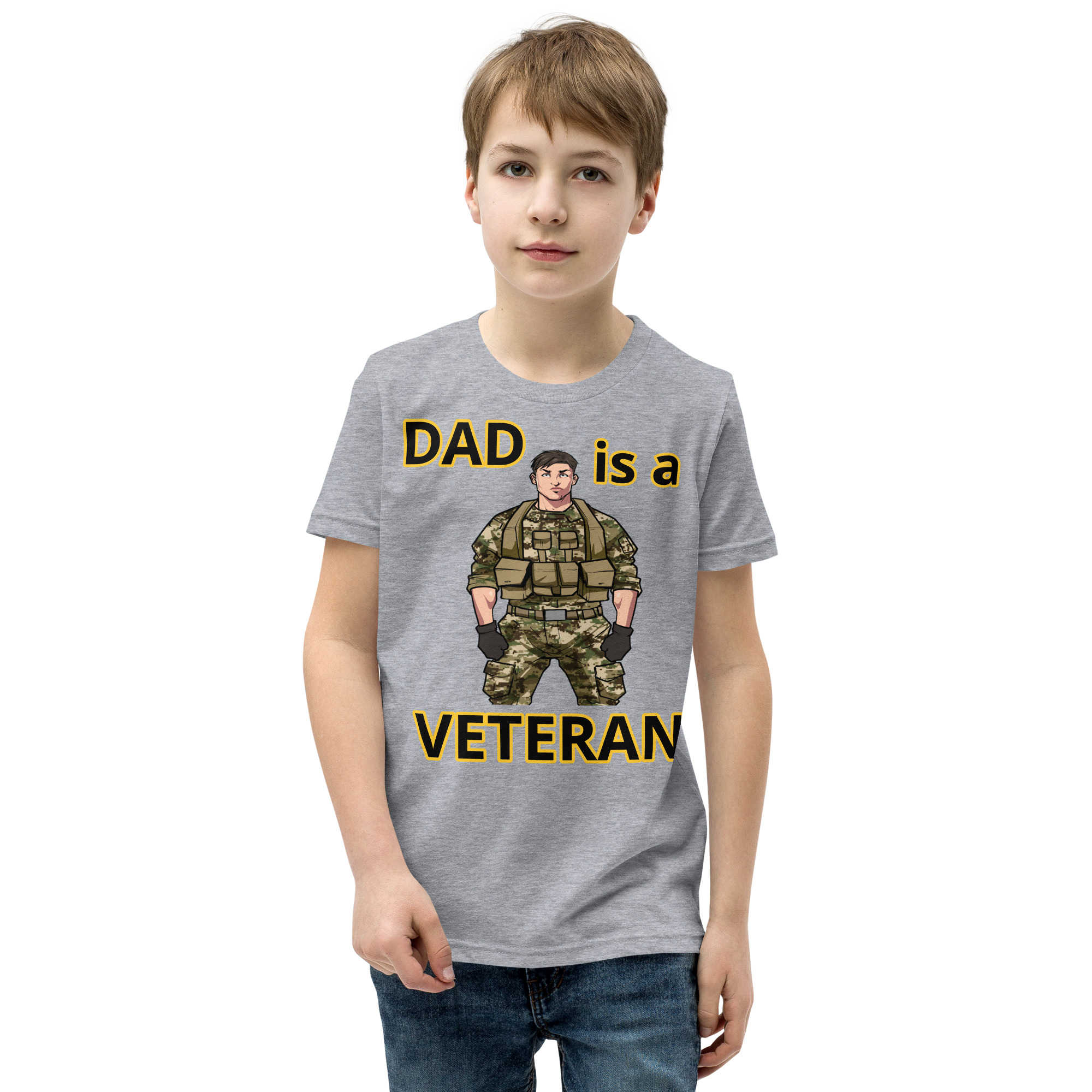 DAD IS A VETERAN TOO FIFE Youth Short Sleeve T-Shirt - Image 5