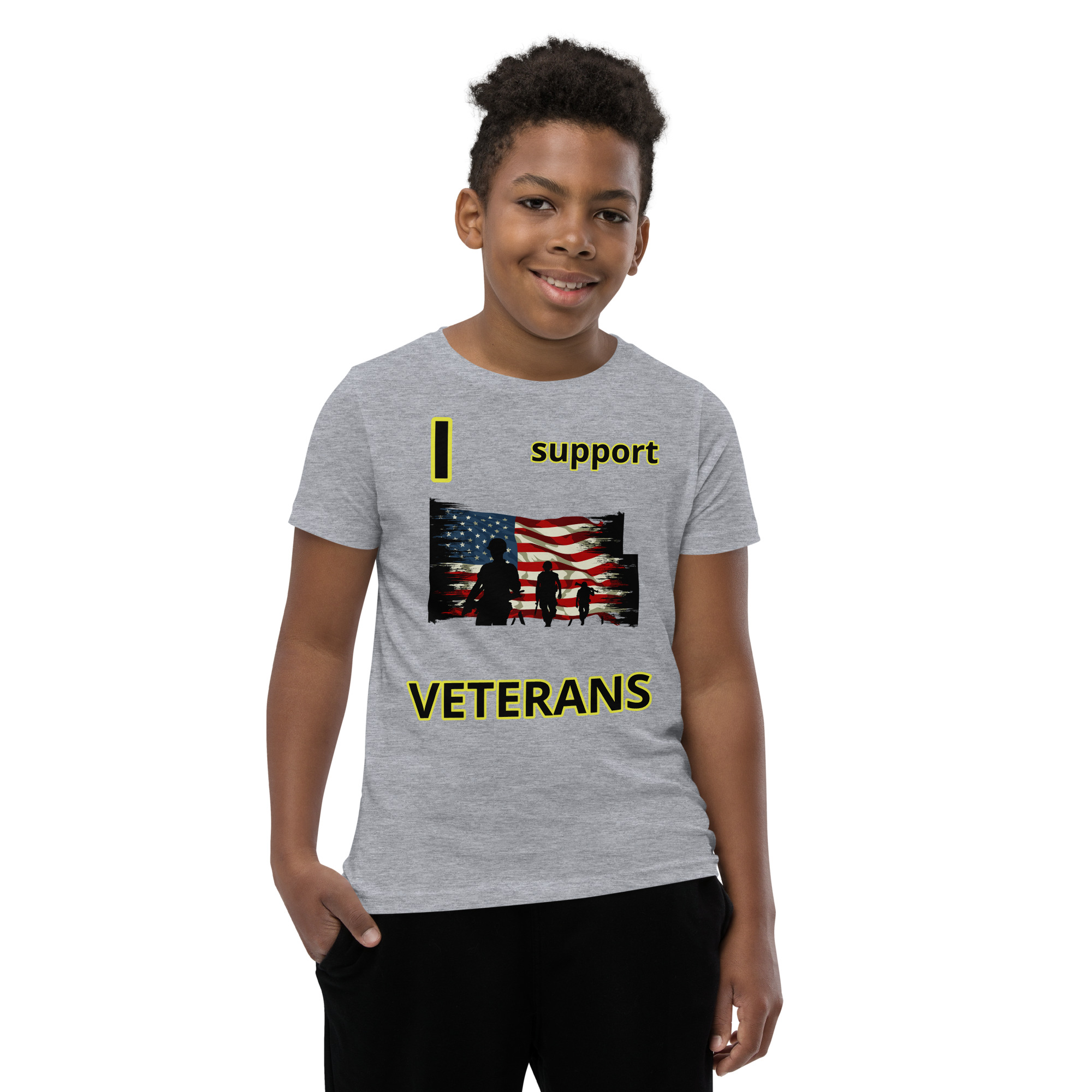 I SUPPORT VETERANS TOO FIFE Youth Short Sleeve T-Shirt - Image 5