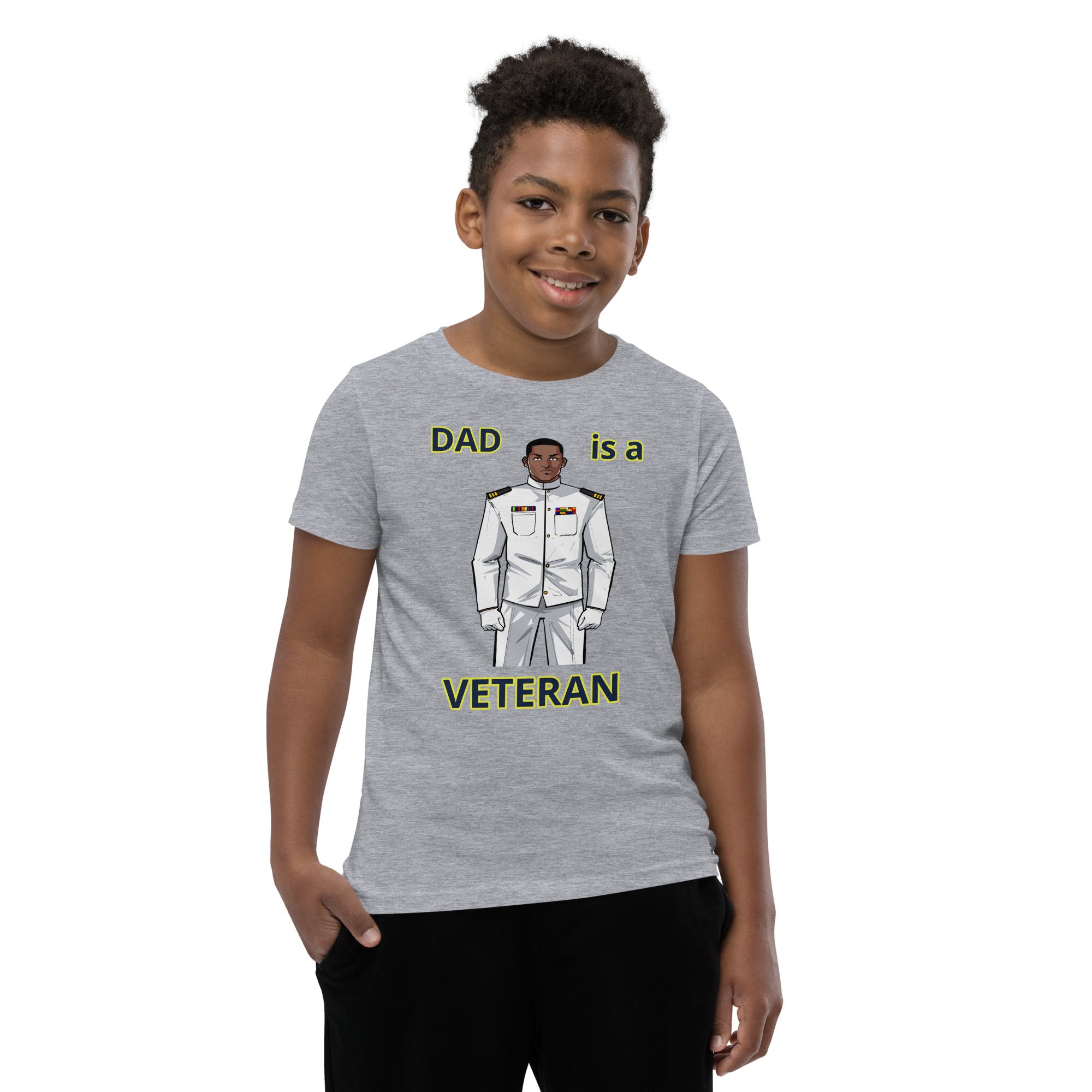 DAD IS A VETERAN TOO FIFE Youth Short Sleeve T-Shirt - Image 5