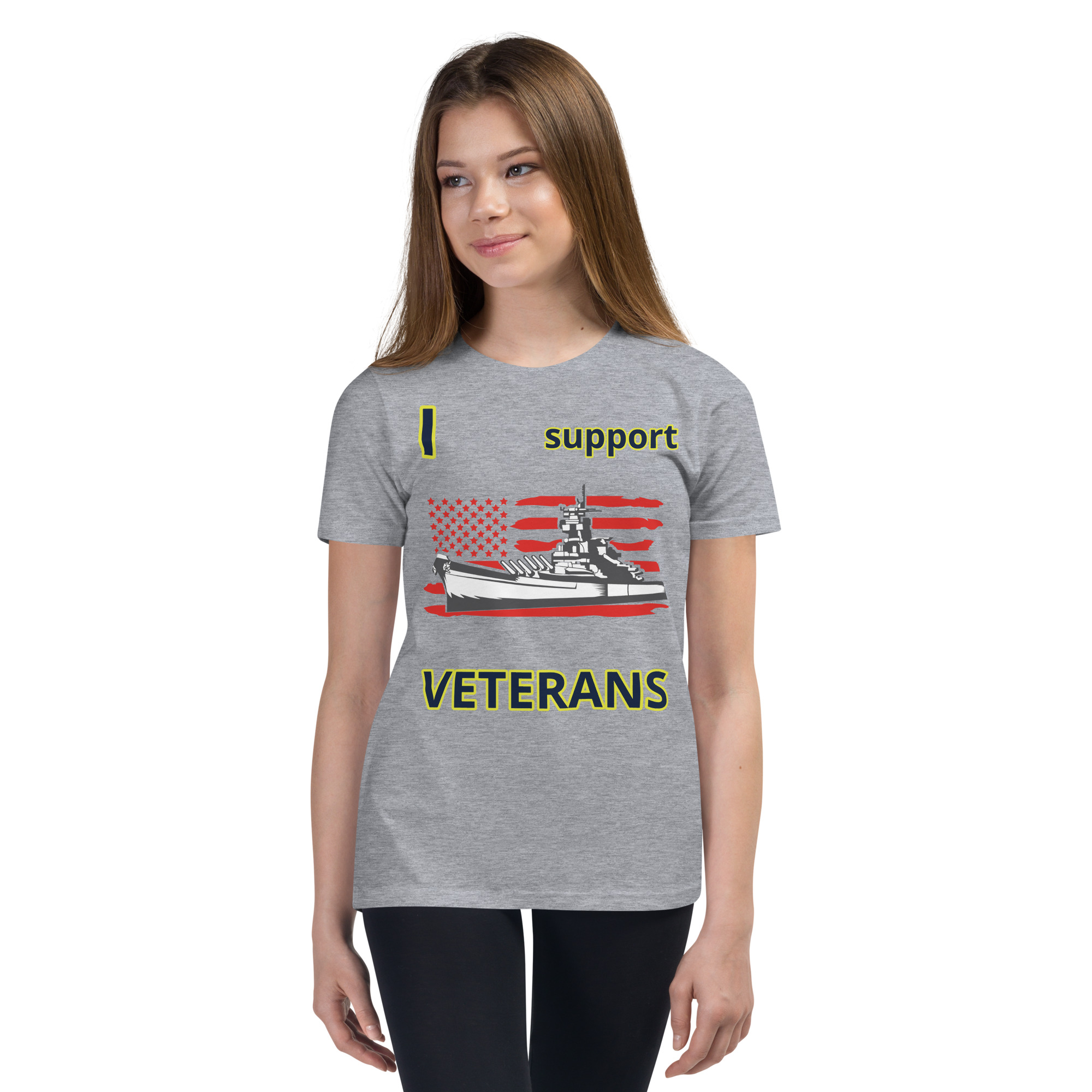 I SUPPORT VETERANS TOO FIFE Youth Short Sleeve T-Shirt - Image 3