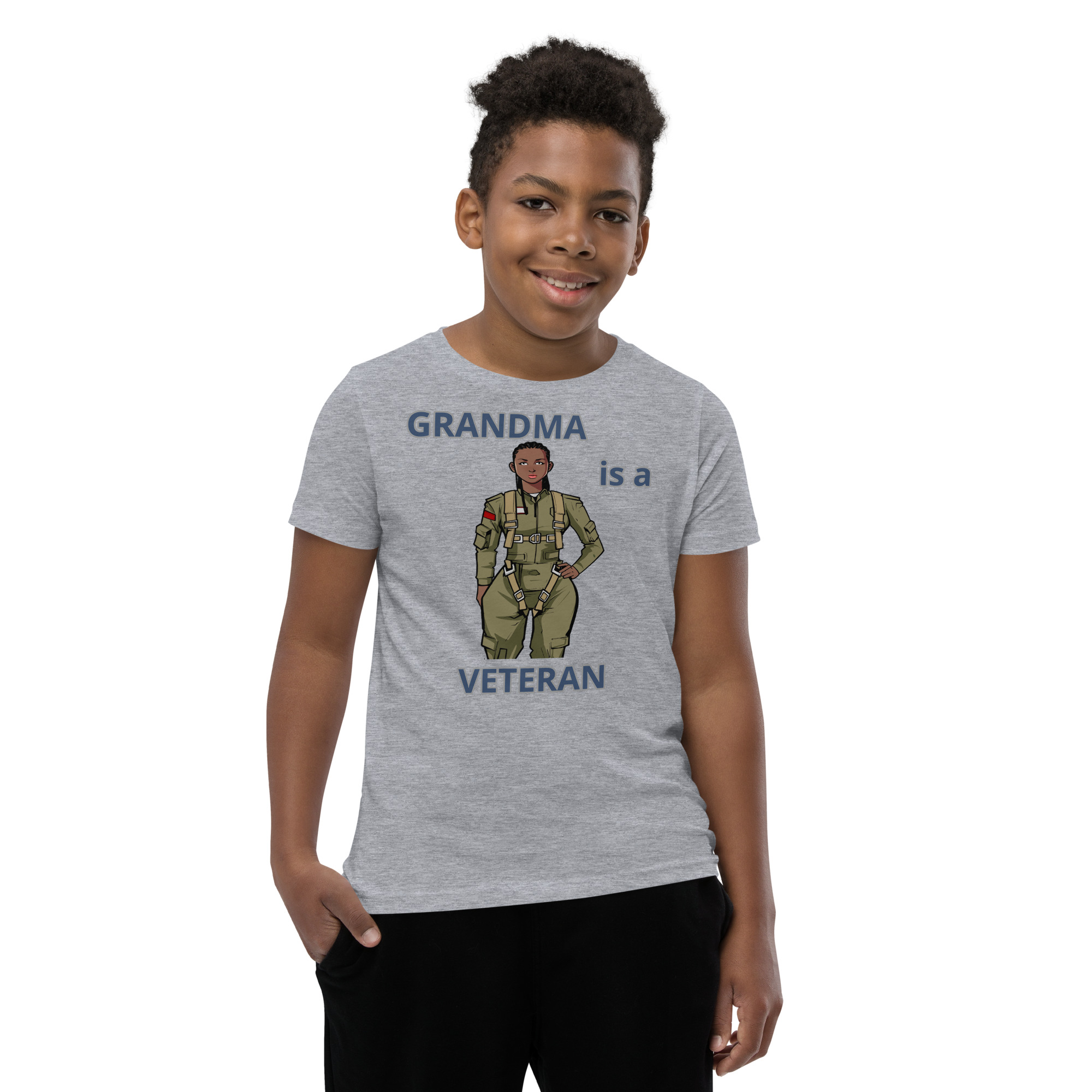 GRANDMA IS A VETERAN TOO FIFE Youth Short Sleeve T-Shirt - Image 5
