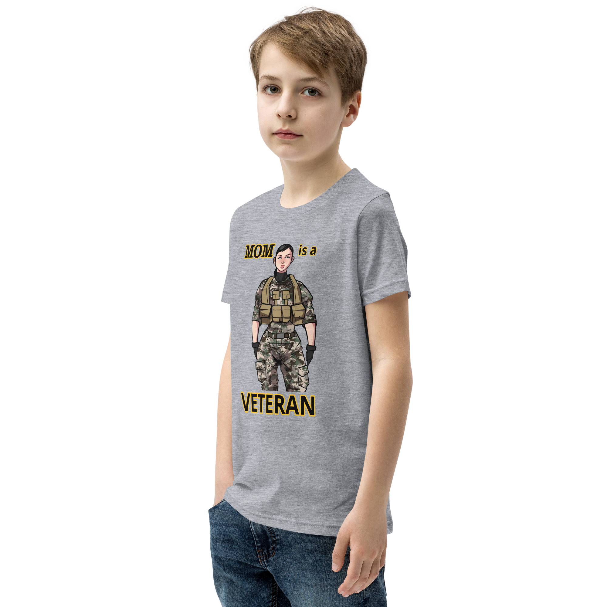 MOM IS A VETERAN TOO FIFE Youth Short Sleeve T-Shirt - Image 7