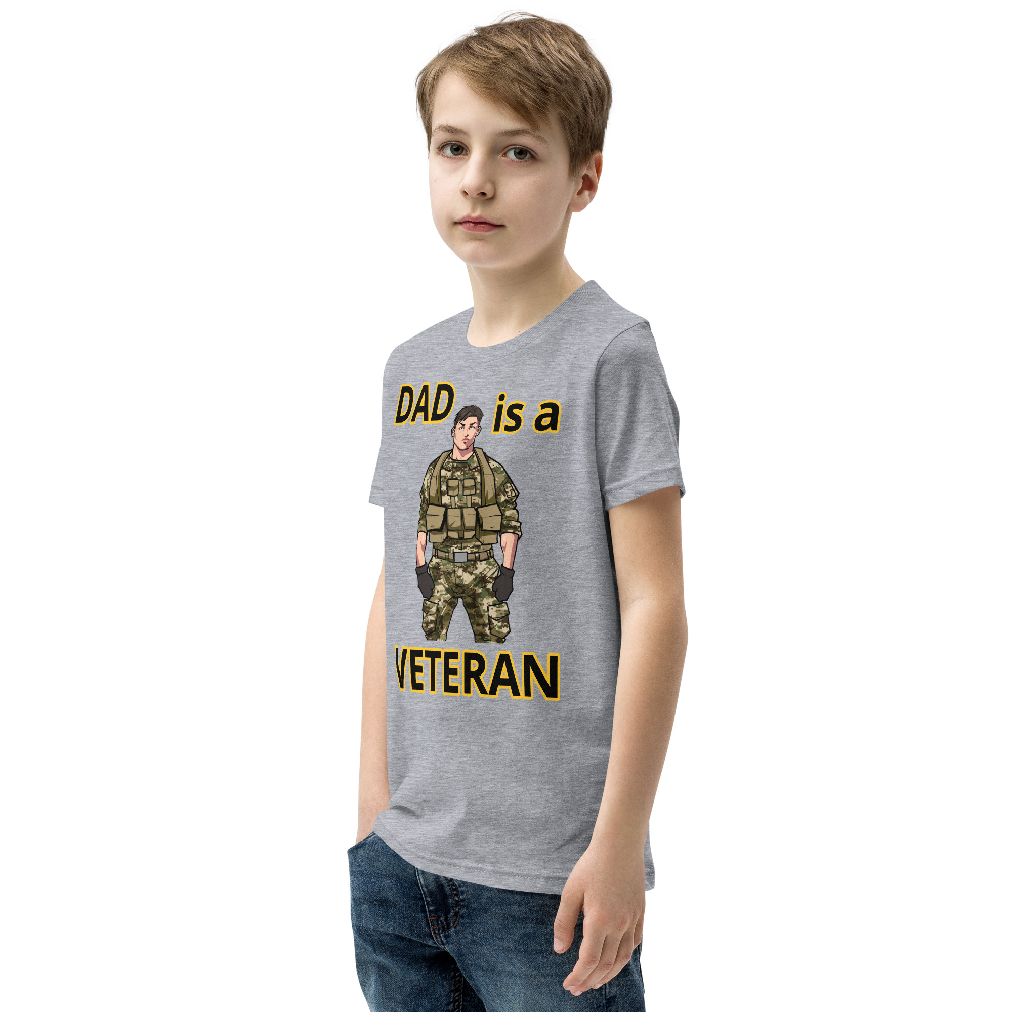 DAD IS A VETERAN TOO FIFE Youth Short Sleeve T-Shirt - Image 7
