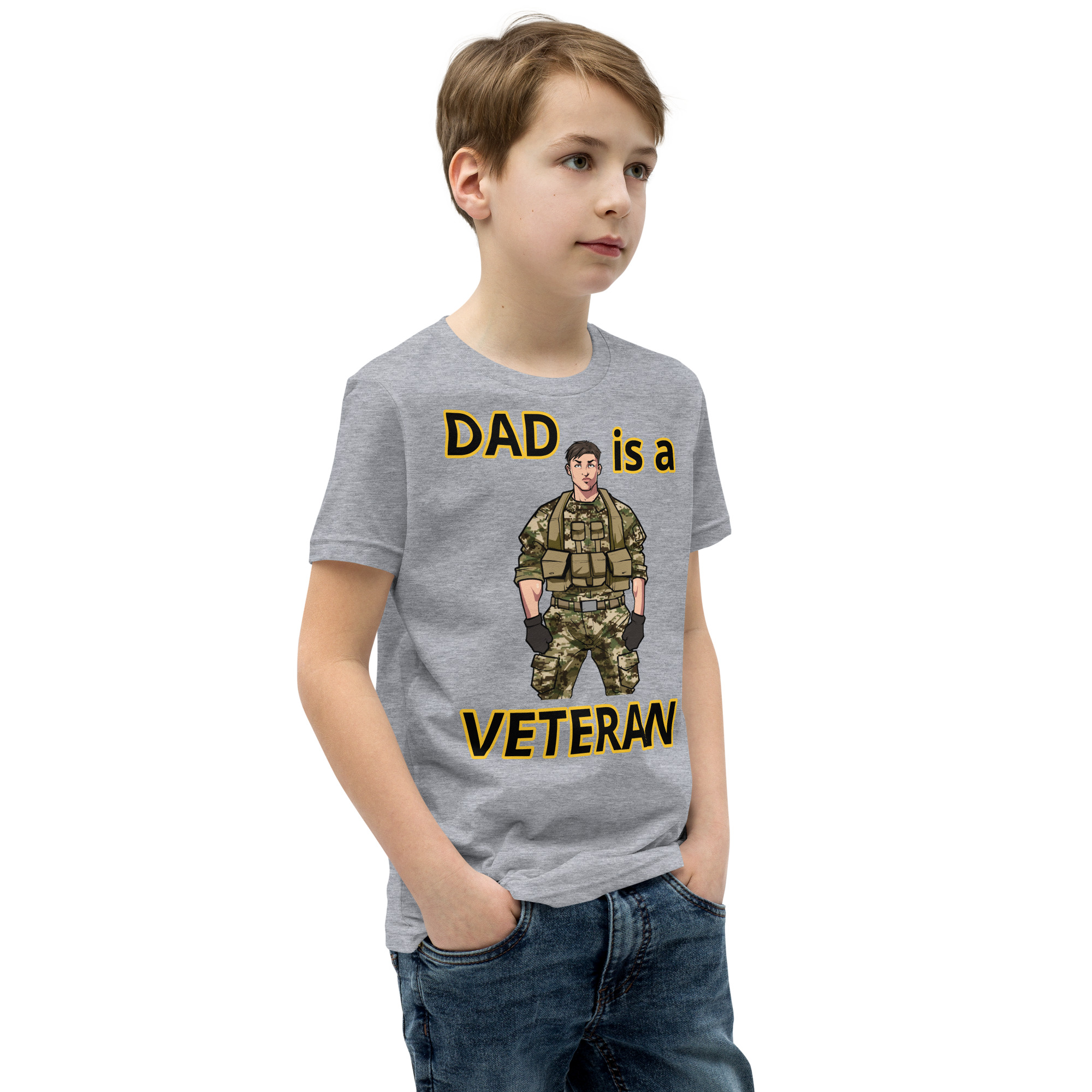 DAD IS A VETERAN TOO FIFE Youth Short Sleeve T-Shirt - Image 6