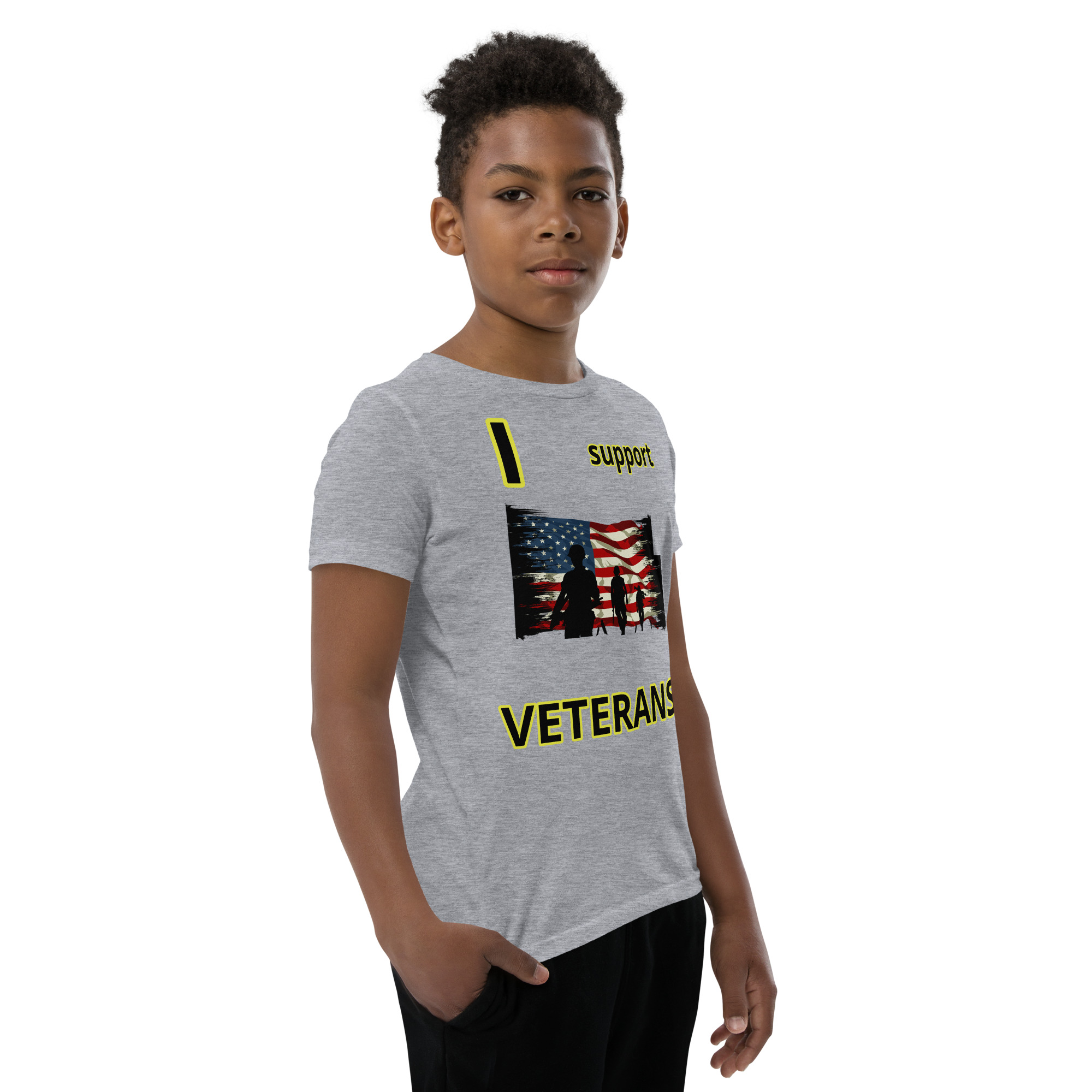 I SUPPORT VETERANS TOO FIFE Youth Short Sleeve T-Shirt - Image 7