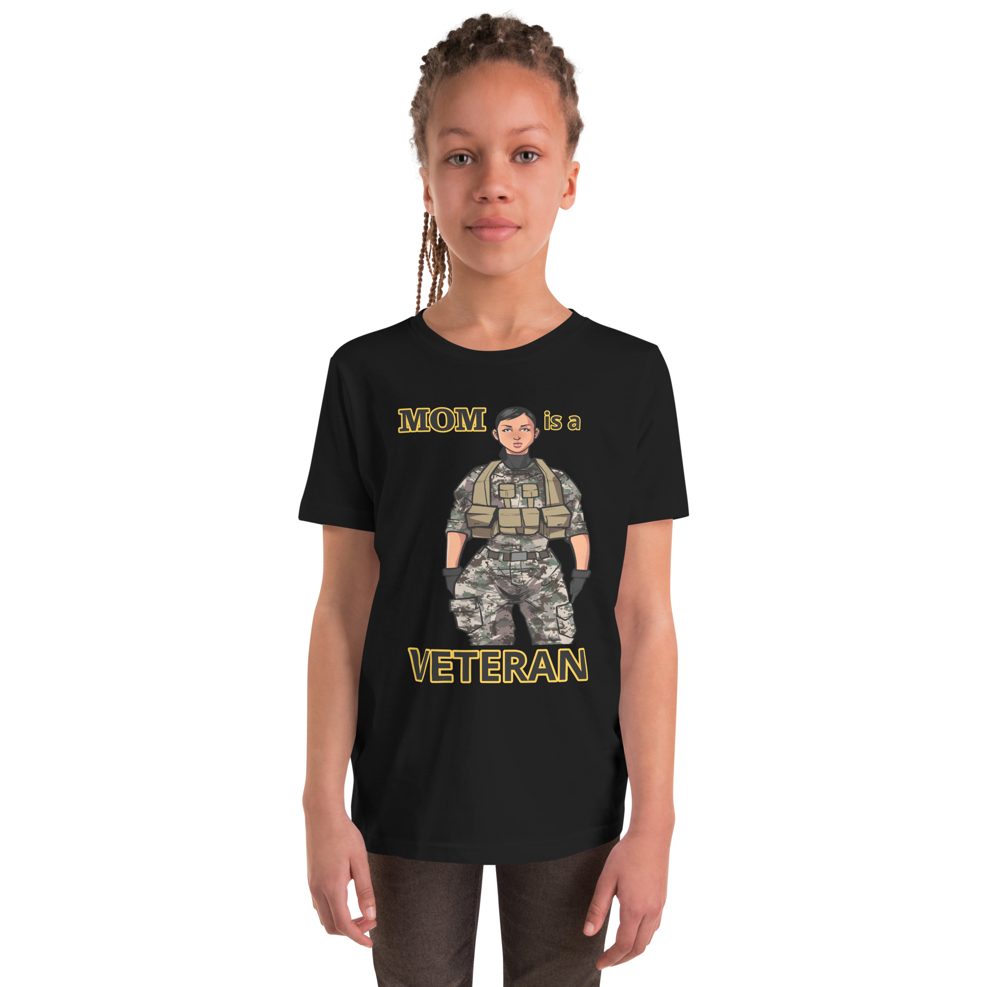 MOM IS A VETERAN TOO FIFE Youth Short Sleeve T-Shirt