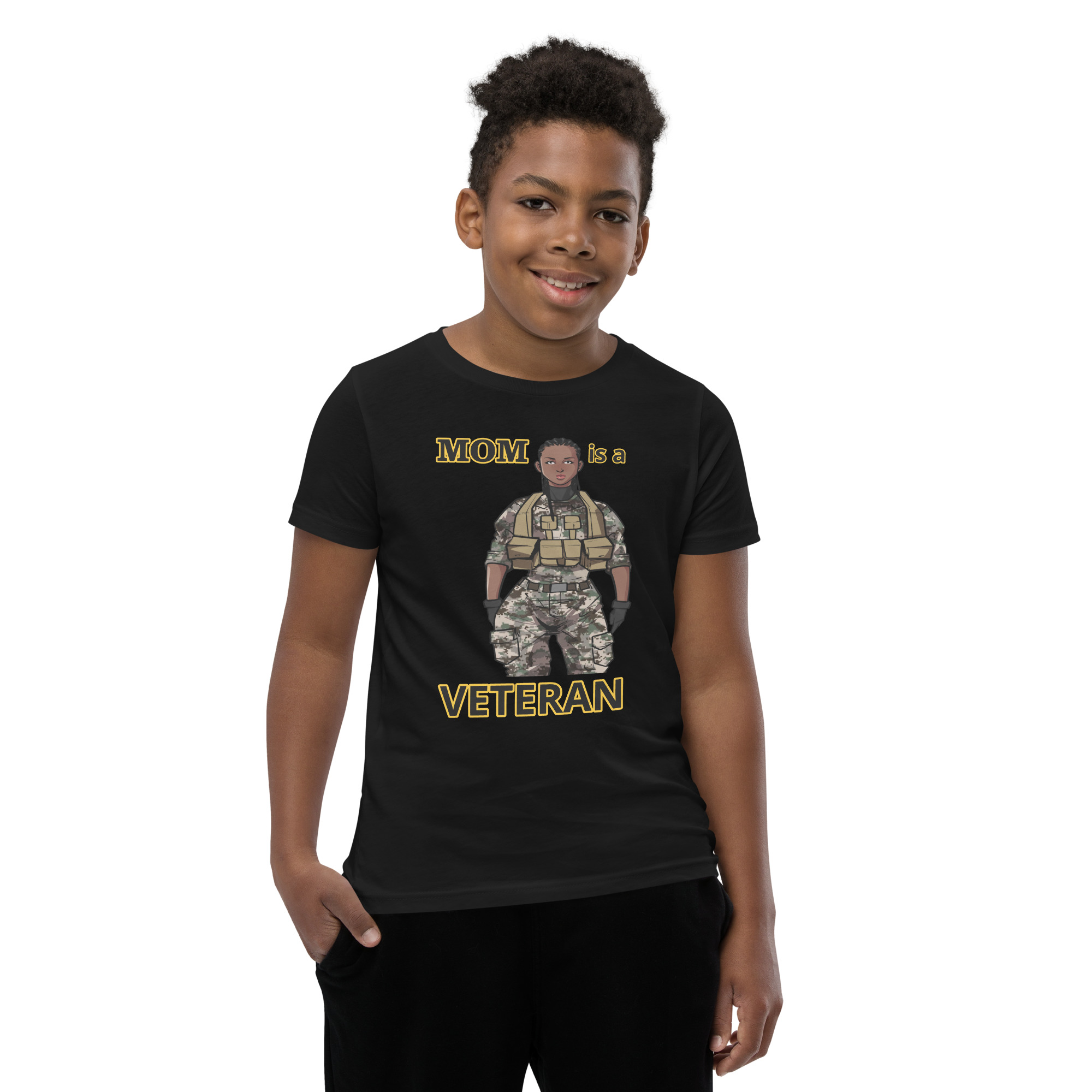 MOM IS A VETERAN TOO FIFE Youth Short Sleeve T-Shirt