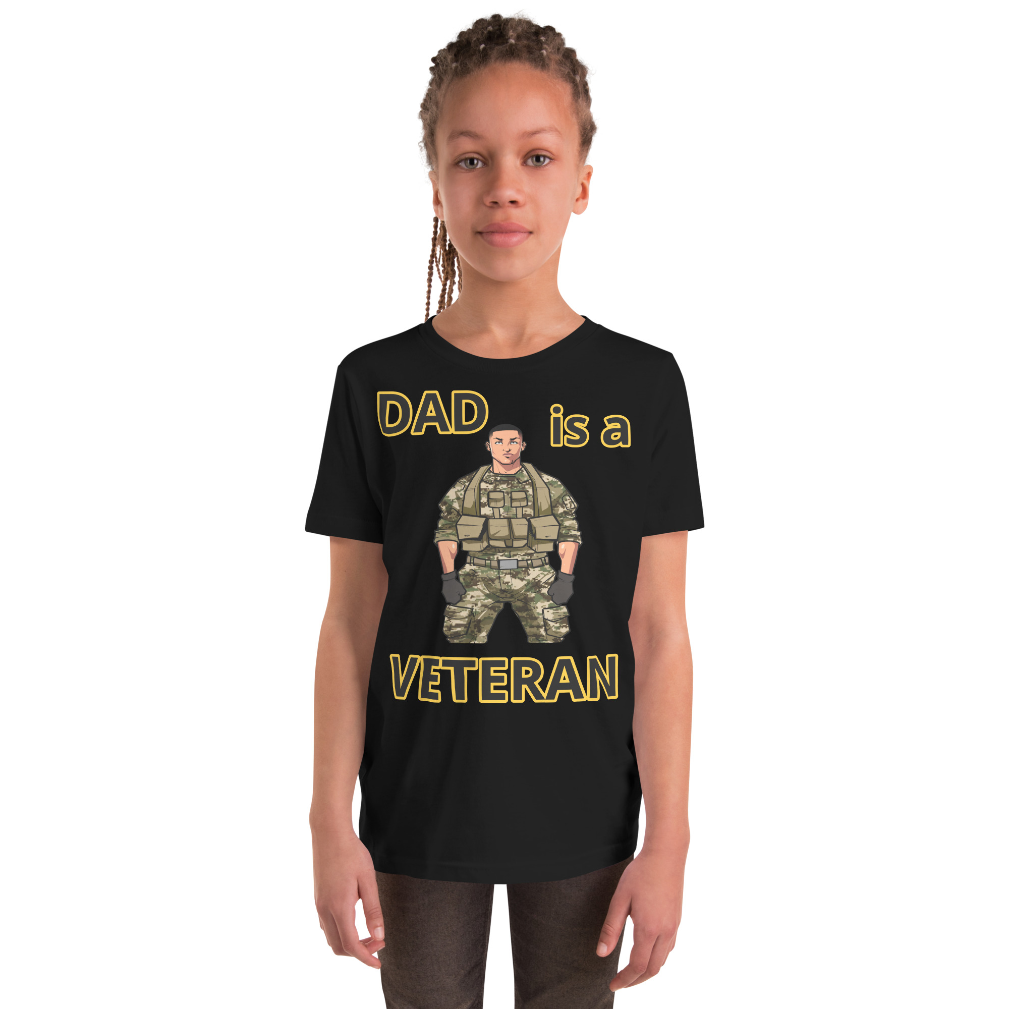 DAD IS A VETERAN TOO FIFE Youth Short Sleeve T-Shirt