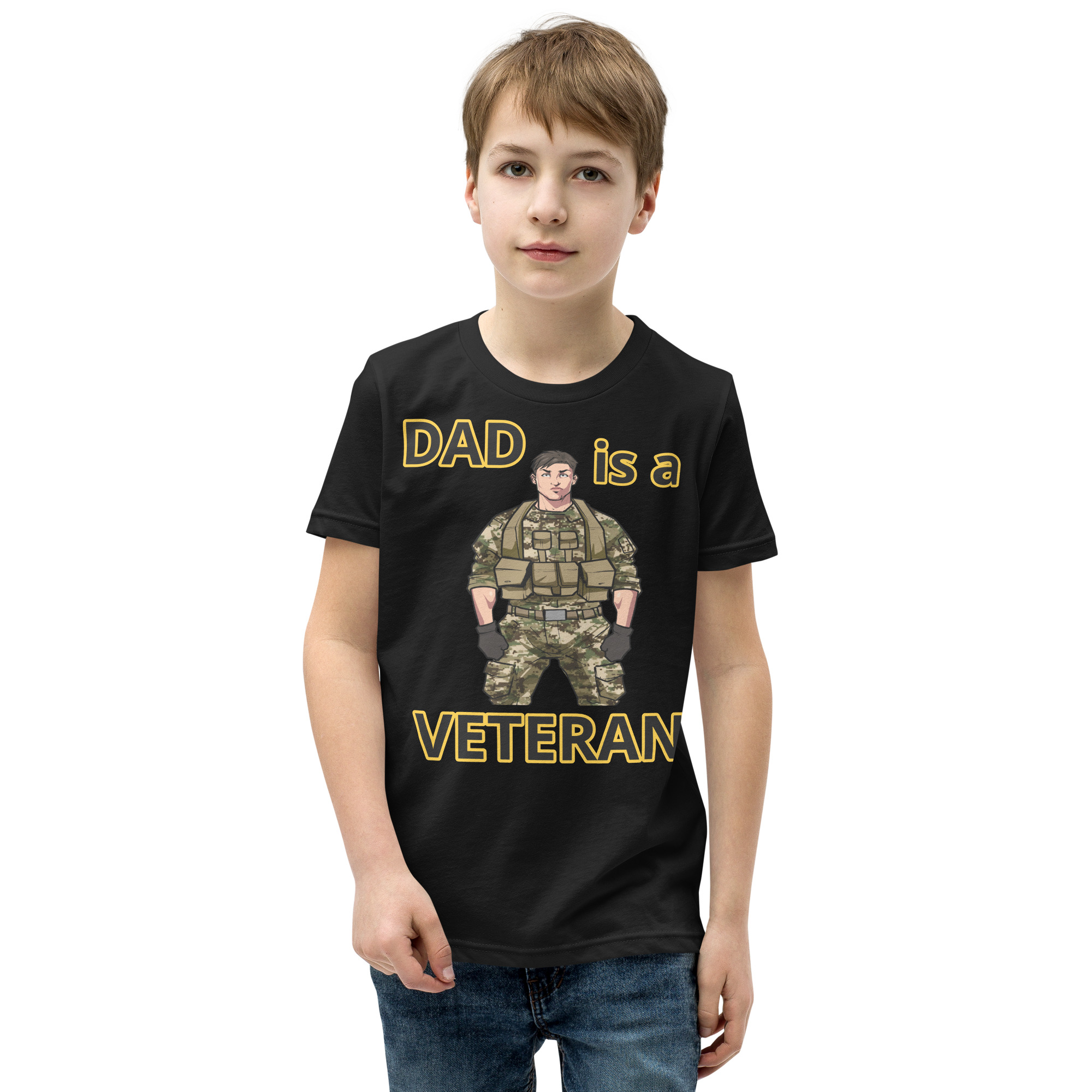 DAD IS A VETERAN TOO FIFE Youth Short Sleeve T-Shirt